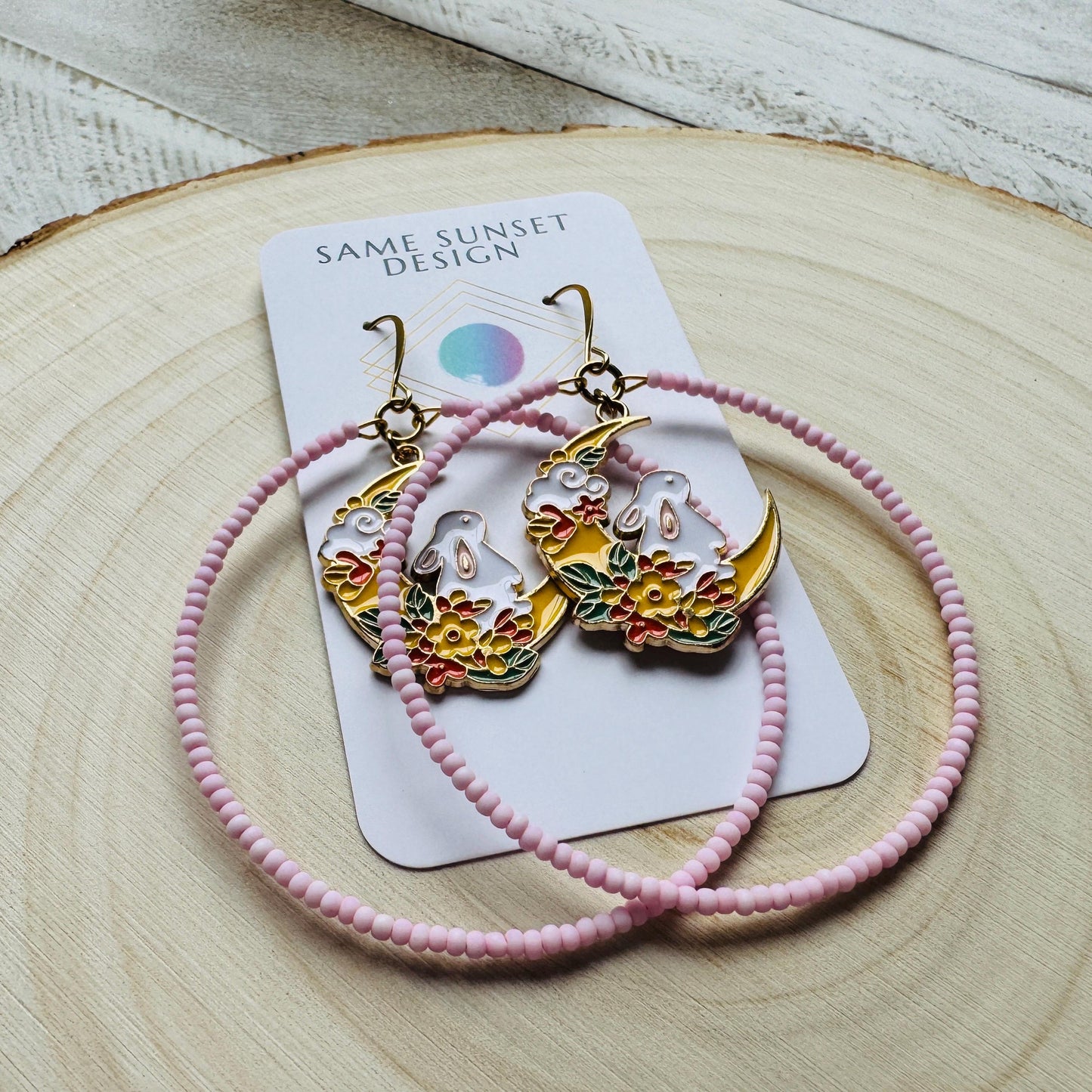 Bunny Earrings, Kawaii Earrings, Bead Hoops, Witchy Earrings, Cottagecore Earrings, Seed Bead Earrings, Easter Basket Stuffers for Women