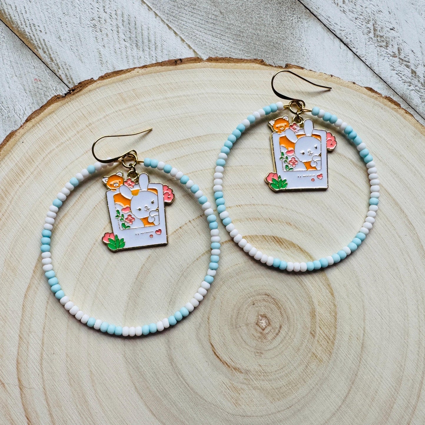 Bunny Earrings, Kawaii Earrings, Cottagecore Earrings, Seed Bead Earrings, Pastel Earrings, Easter Basket Stuffers for Women, Gift for Mom