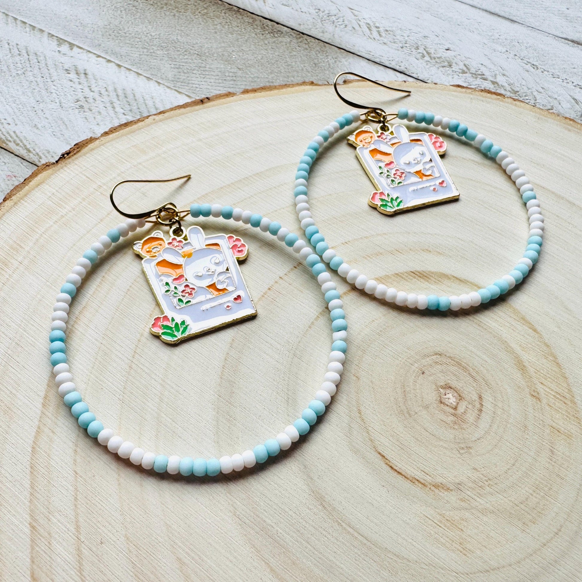 Bunny Earrings, Kawaii Earrings, Cottagecore Earrings, Seed Bead Earrings, Pastel Earrings, Easter Basket Stuffers for Women, Gift for Mom