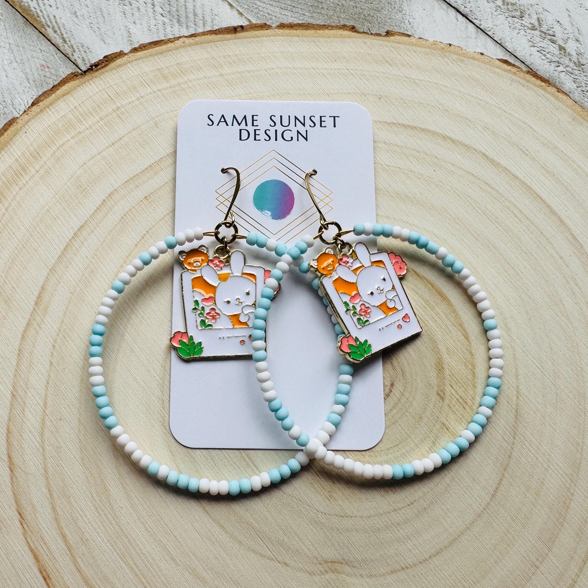 Bunny Earrings, Kawaii Earrings, Cottagecore Earrings, Seed Bead Earrings, Pastel Earrings, Easter Basket Stuffers for Women, Gift for Mom