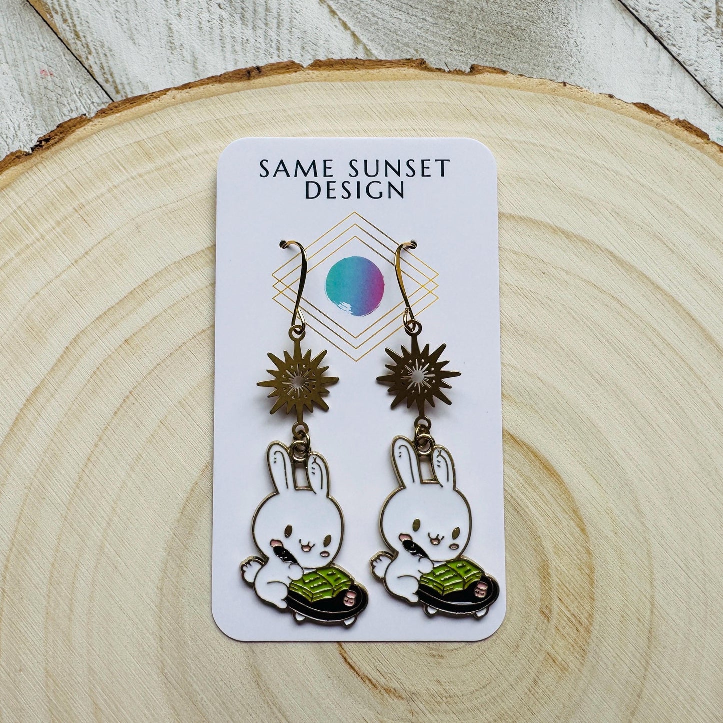 Bunny Earrings, Earrings Dangle Boho, Geometric Jewelry, Easter Basket Stuffers for Tween, Kawaii, Fun Birthday Gift, Friend Gifts for Women