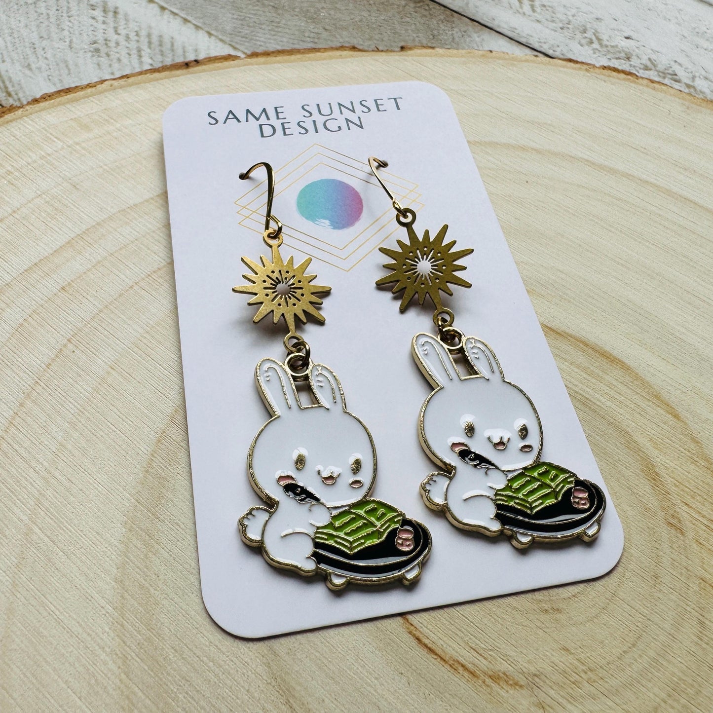 Bunny Earrings, Earrings Dangle Boho, Geometric Jewelry, Easter Basket Stuffers for Tween, Kawaii, Fun Birthday Gift, Friend Gifts for Women