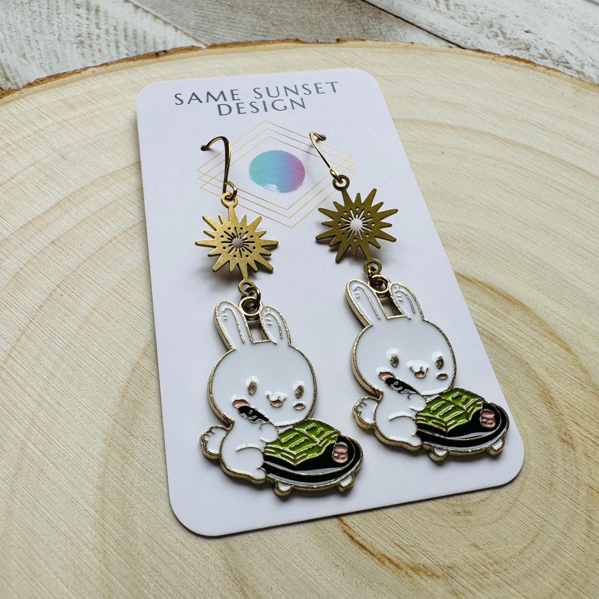 Bunny Earrings, Earrings Dangle Boho, Geometric Jewelry, Easter Basket Stuffers for Tween, Kawaii, Fun Birthday Gift, Friend Gifts for Women