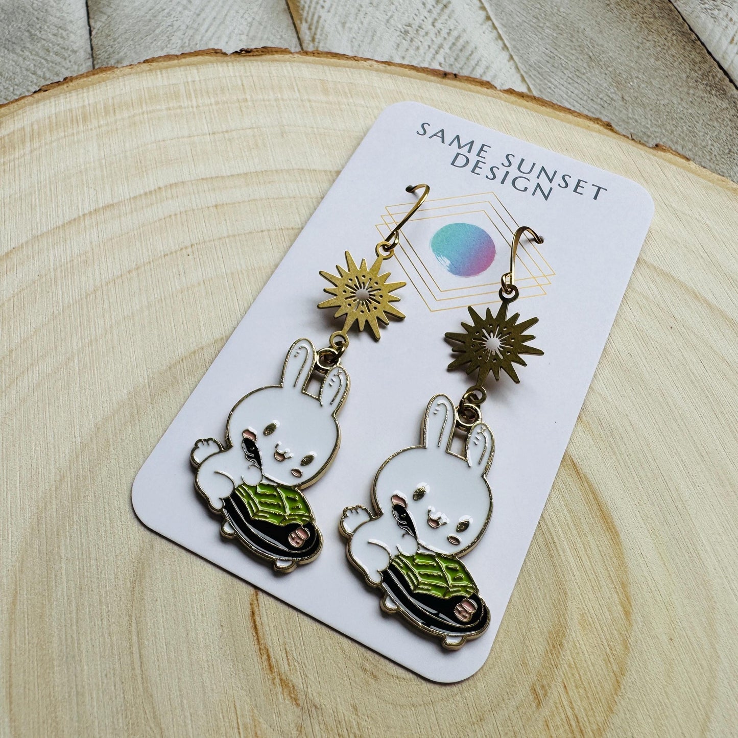 Bunny Earrings, Earrings Dangle Boho, Geometric Jewelry, Easter Basket Stuffers for Tween, Kawaii, Fun Birthday Gift, Friend Gifts for Women