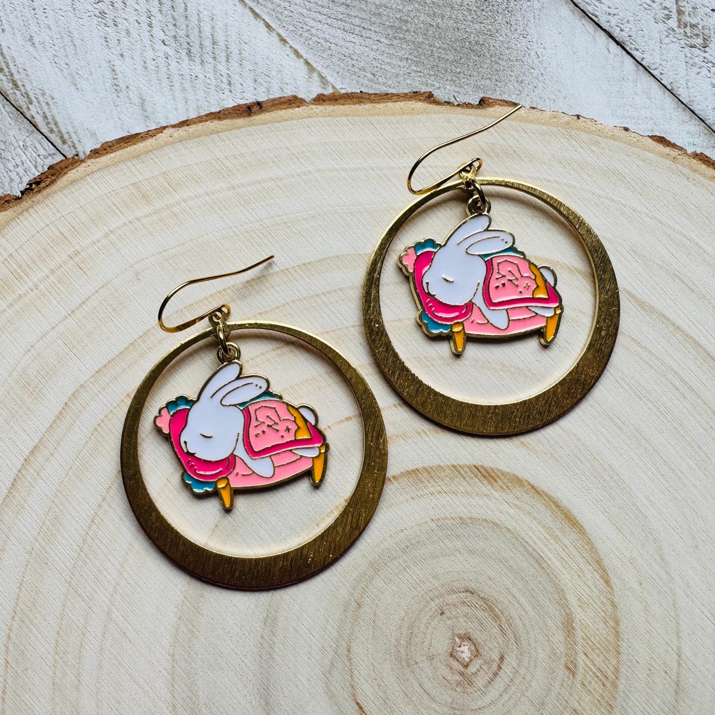 Bunny Earrings, Earrings Dangle Boho, Geometric Jewelry, Easter Basket Stuffers for Tween, Kawaii, Fun Birthday Gift, Nerdy Gifts for Women