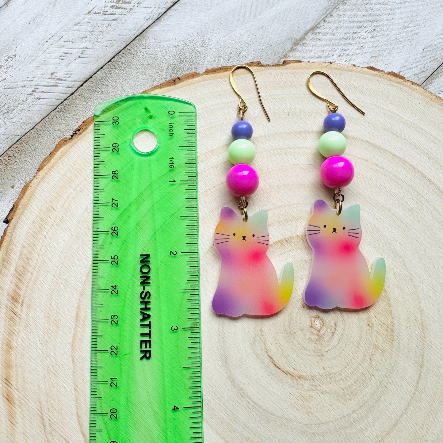 Cat Earrings, Pastel Goth, Kitty Jewelry, Statement Earrings Boho, Kawaii Jewelry, Art Deco Earrings, Easter Basket Stuffers for Tween