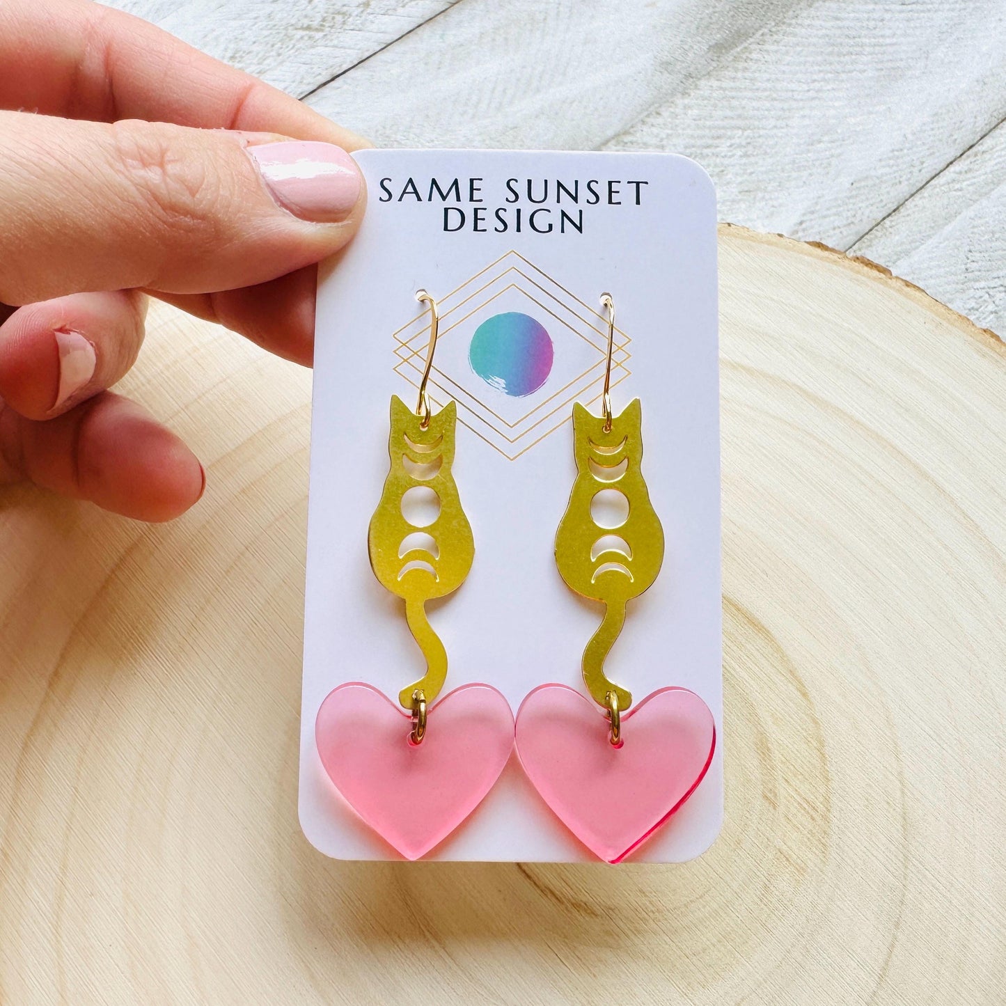 Cat Earrings, Heart Earrings Gold, Kitty Jewelry, Coquette Jewelry, Easter Basket Stuffers for Tween, Best Gift for Mom, Fun Birthday Gift