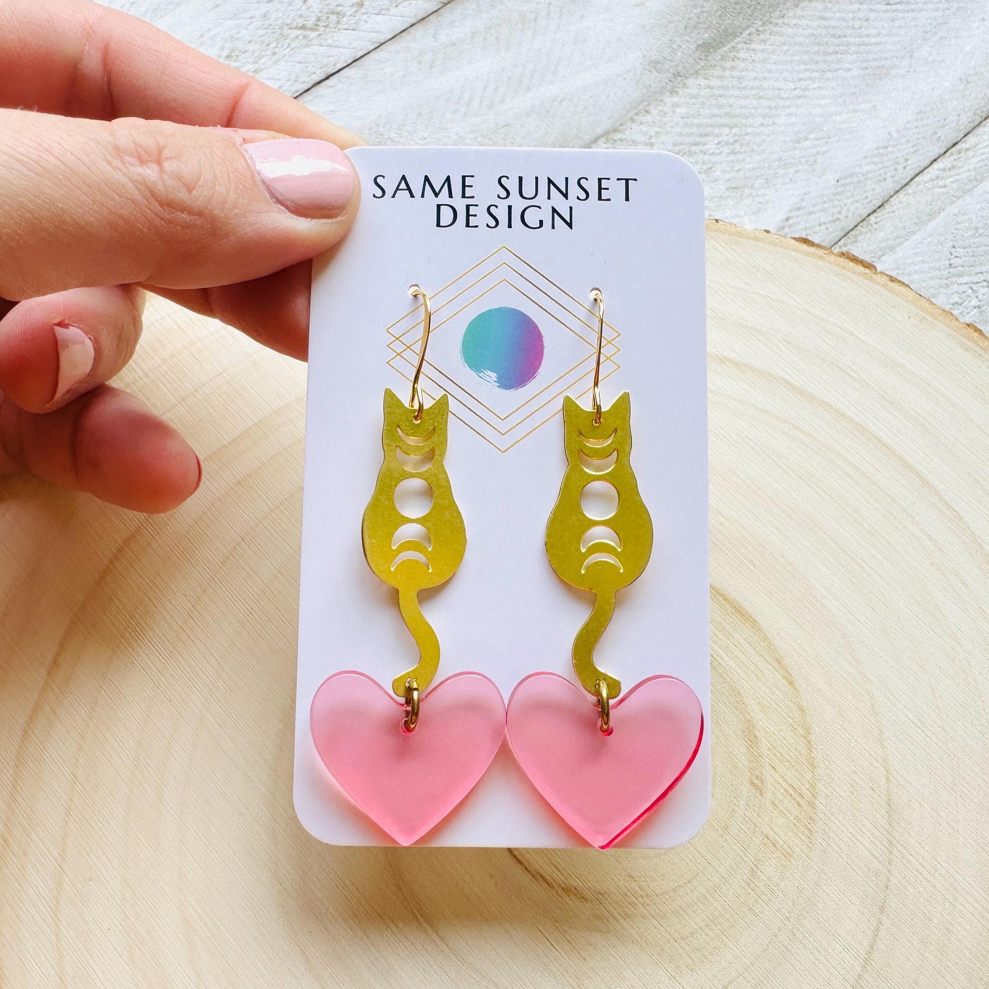 Cat Earrings, Heart Earrings Gold, Kitty Jewelry, Coquette Jewelry, Easter Basket Stuffers for Tween, Best Gift for Mom, Fun Birthday Gift