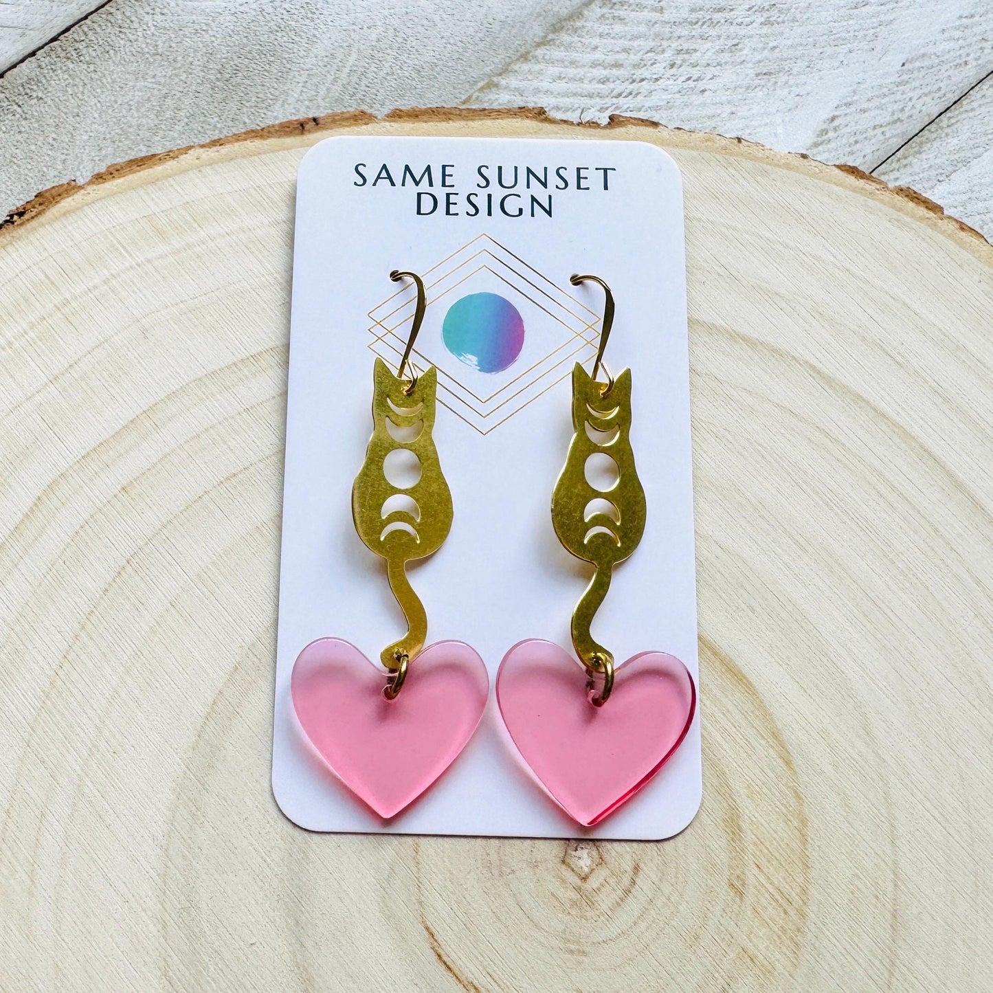 Cat Earrings, Heart Earrings Gold, Kitty Jewelry, Coquette Jewelry, Easter Basket Stuffers for Tween, Best Gift for Mom, Fun Birthday Gift