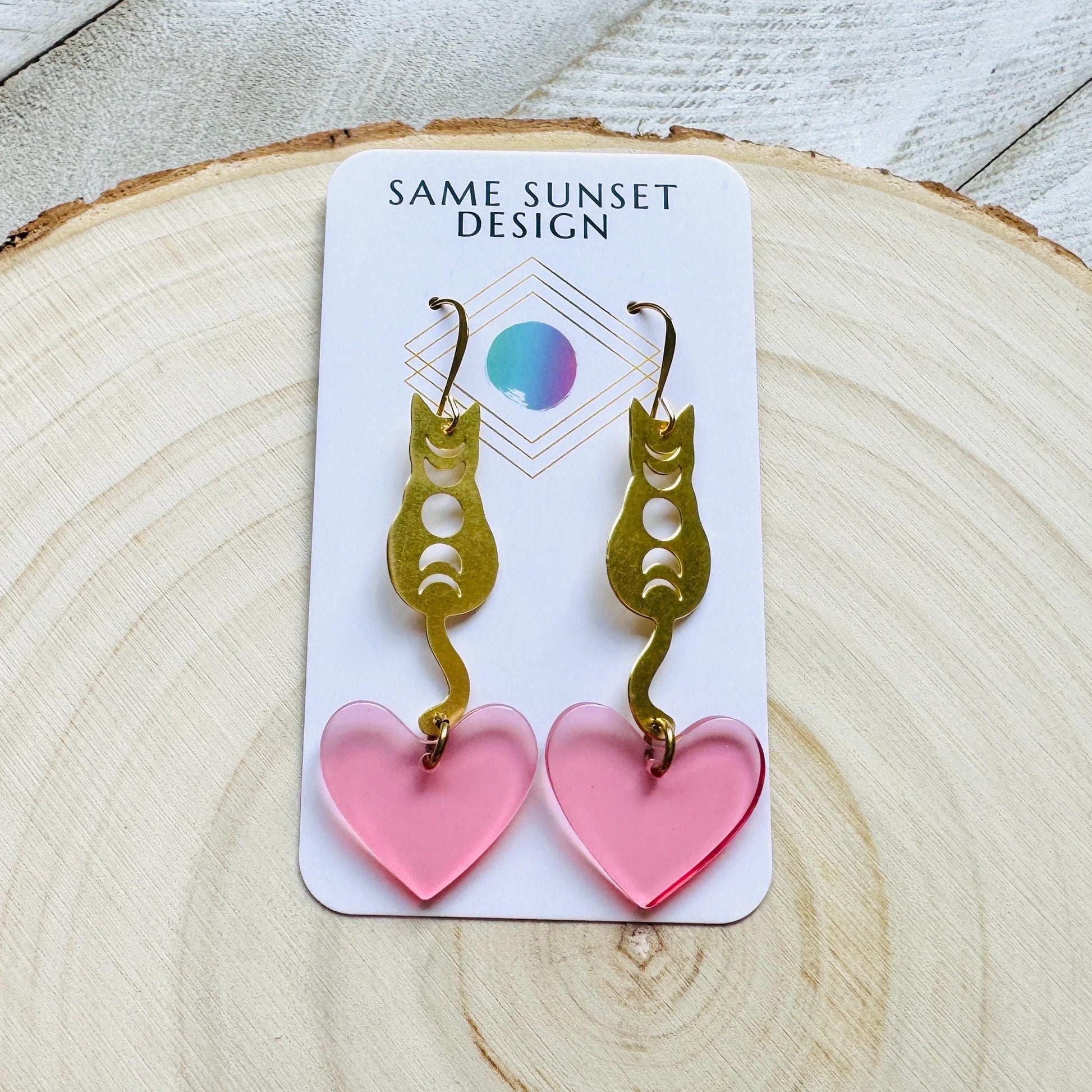 Cat Earrings, Heart Earrings Gold, Kitty Jewelry, Coquette Jewelry, Easter Basket Stuffers for Tween, Best Gift for Mom, Fun Birthday Gift