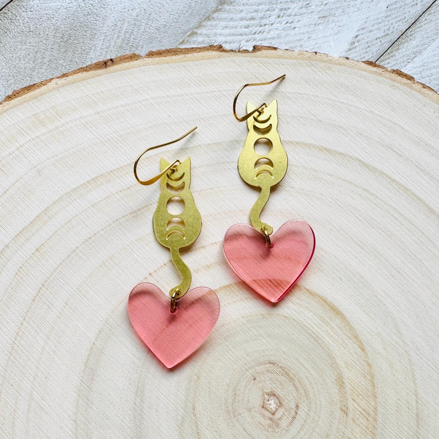 Cat Earrings, Heart Earrings Gold, Kitty Jewelry, Coquette Jewelry, Easter Basket Stuffers for Tween, Best Gift for Mom, Fun Birthday Gift