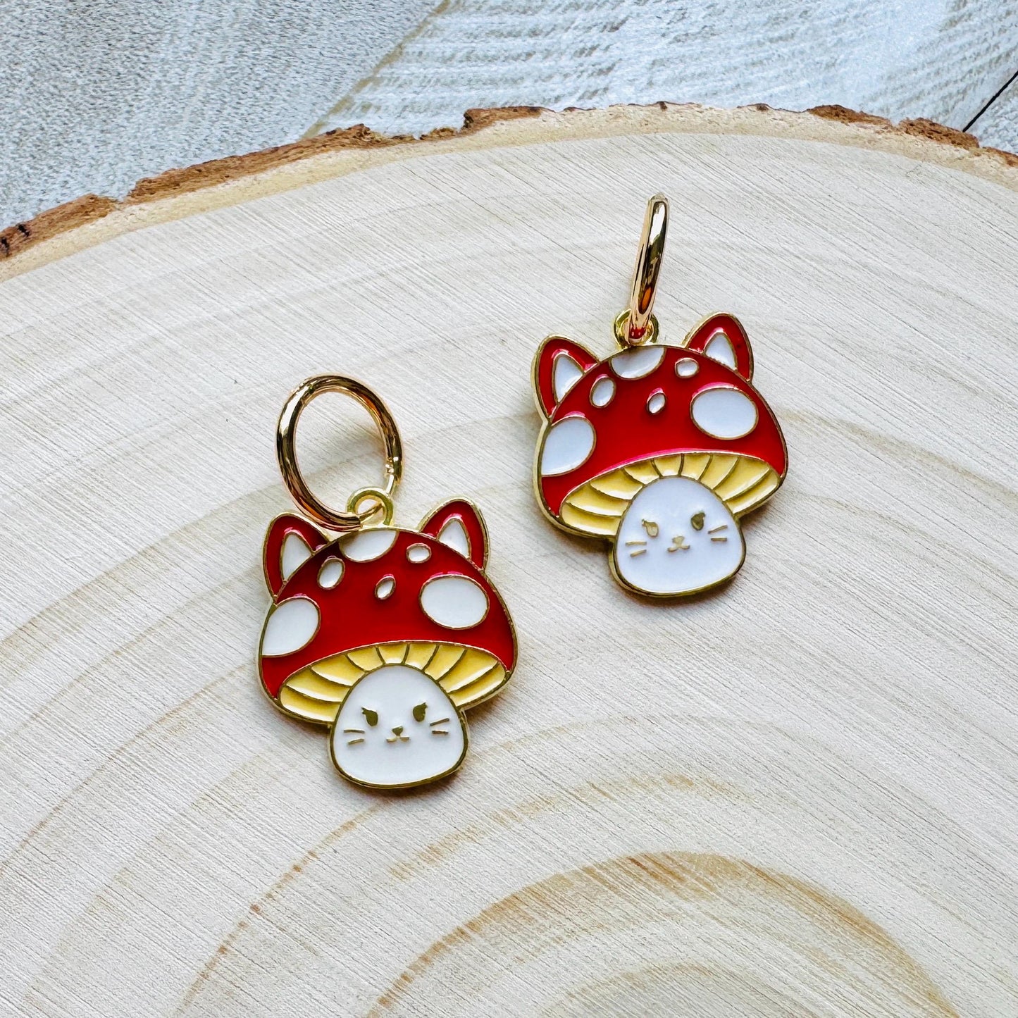 Cat Earrings, Mushroom Earrings, Huggie Hoops, Kitty Jewelry, Kawaii Jewelry, Easter Basket Stuffers for Tween, Unique Gifts for Teachers