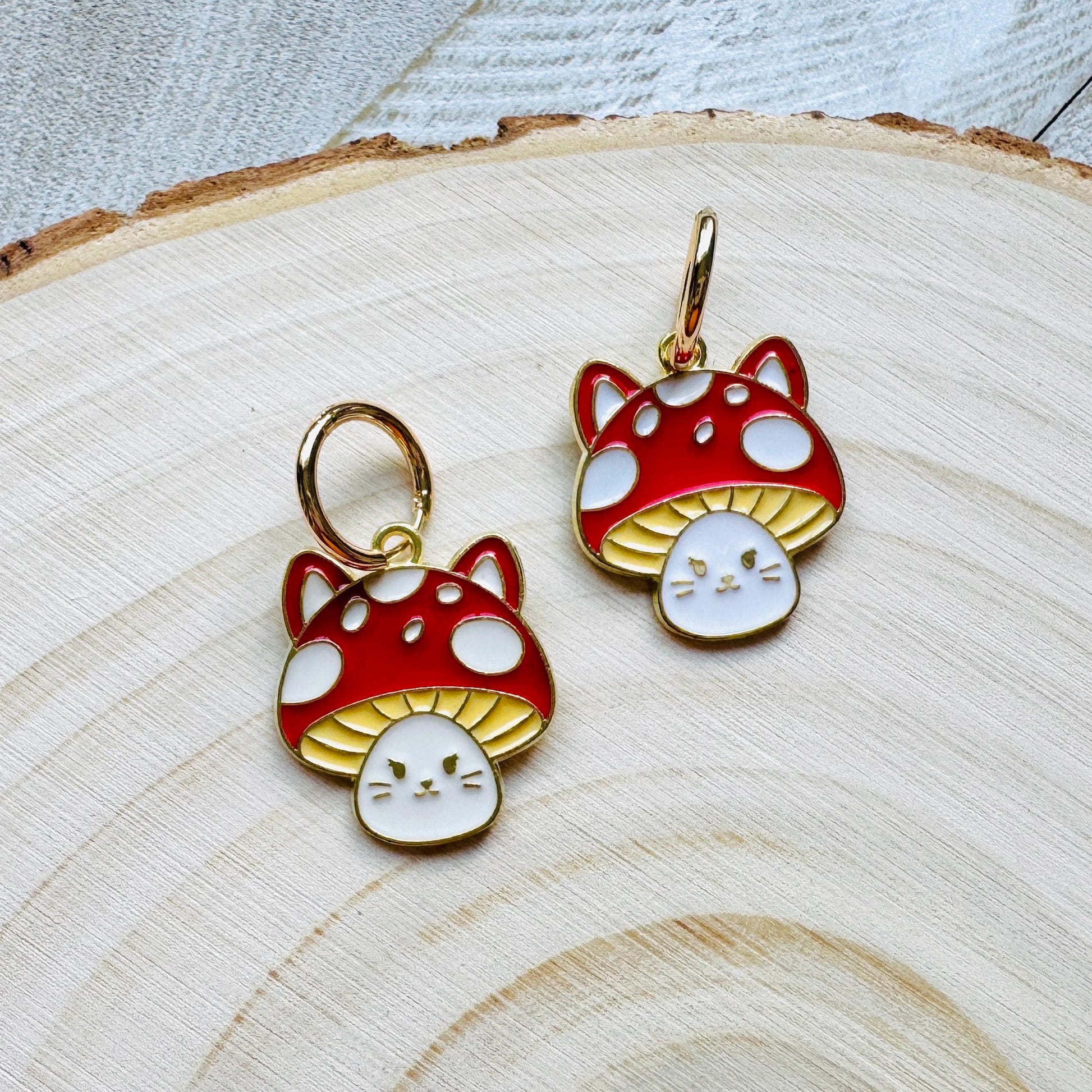 Cat Earrings, Mushroom Earrings, Huggie Hoops, Kitty Jewelry, Kawaii Jewelry, Easter Basket Stuffers for Tween, Unique Gifts for Teachers
