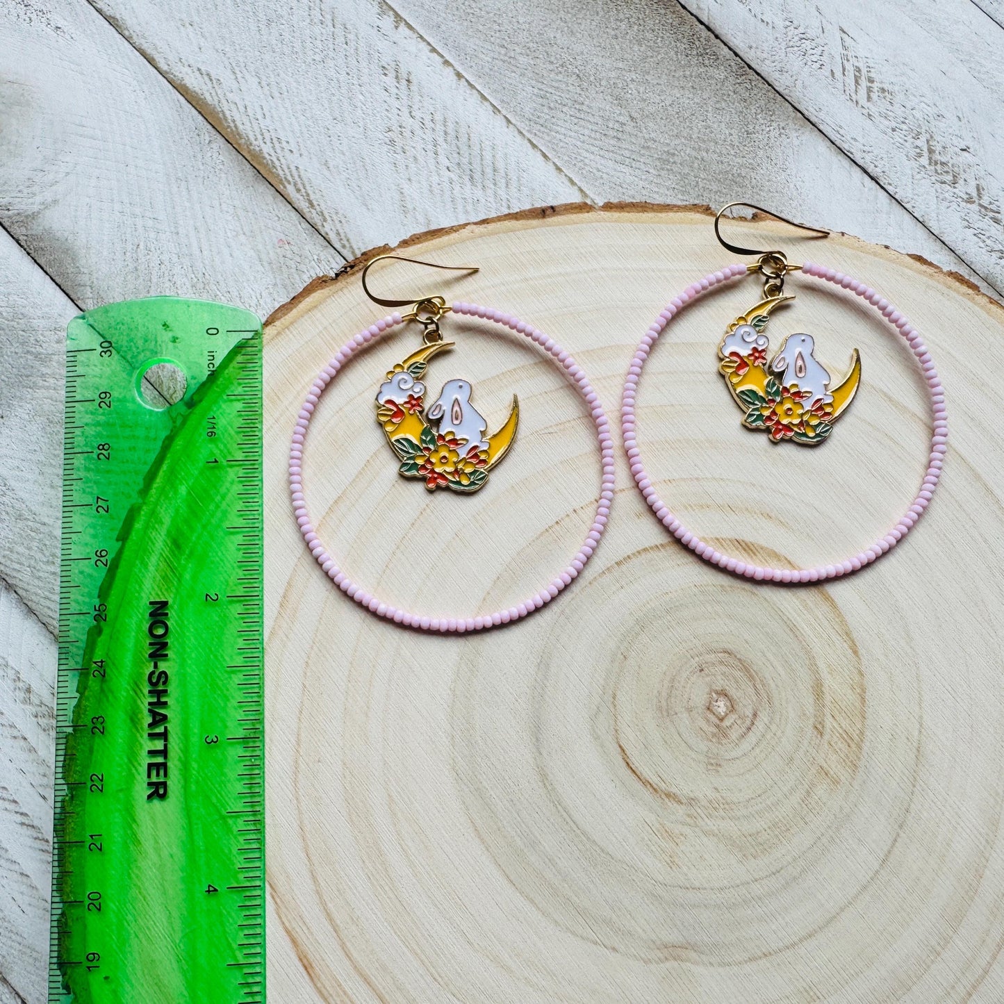 Bunny Earrings, Kawaii Earrings, Bead Hoops, Witchy Earrings, Cottagecore Earrings, Seed Bead Earrings, Easter Basket Stuffers for Women