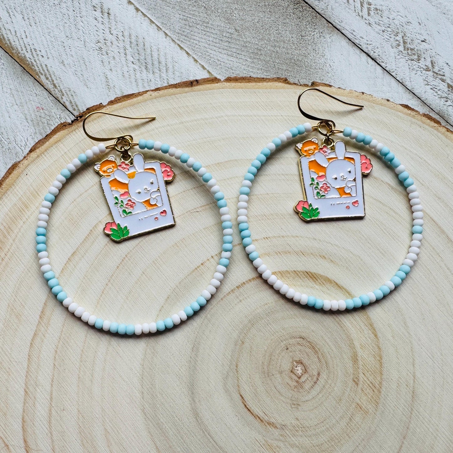 Bunny Earrings, Kawaii Earrings, Cottagecore Earrings, Seed Bead Earrings, Pastel Earrings, Easter Basket Stuffers for Women, Gift for Mom