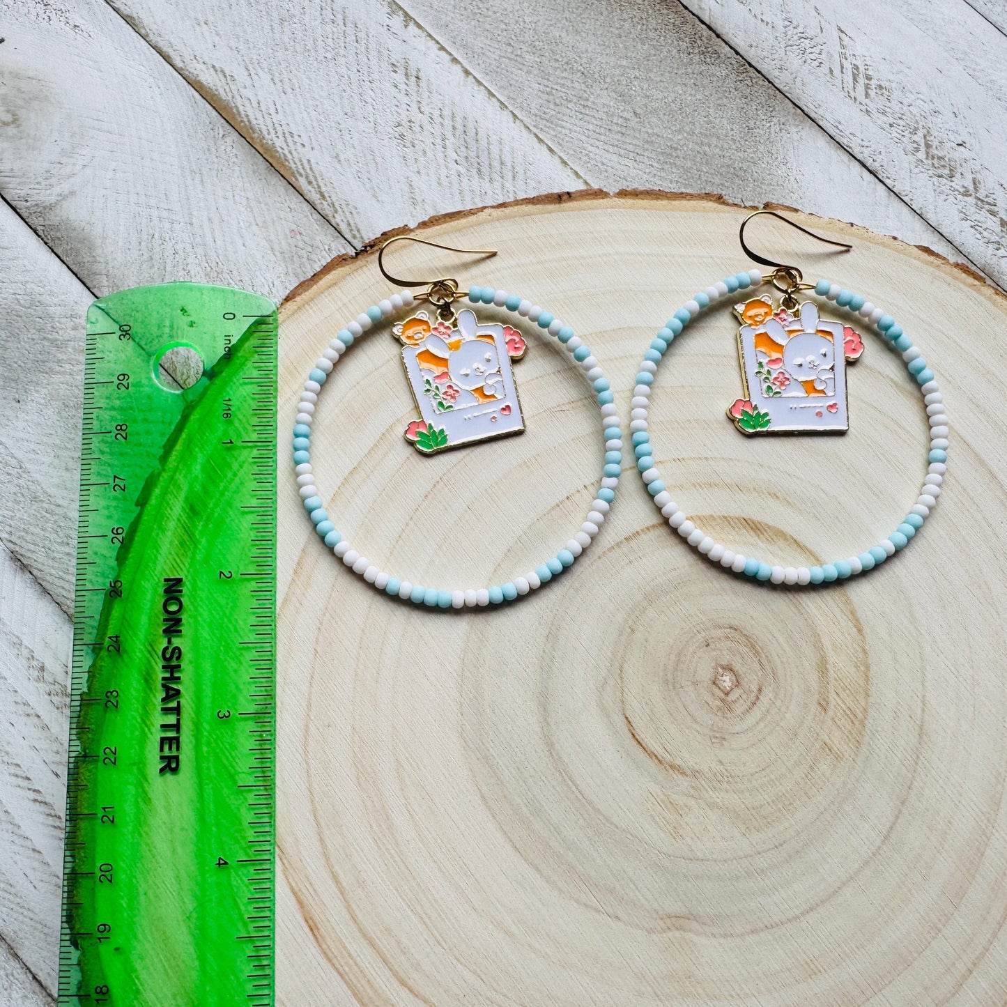 Bunny Earrings, Kawaii Earrings, Cottagecore Earrings, Seed Bead Earrings, Pastel Earrings, Easter Basket Stuffers for Women, Gift for Mom