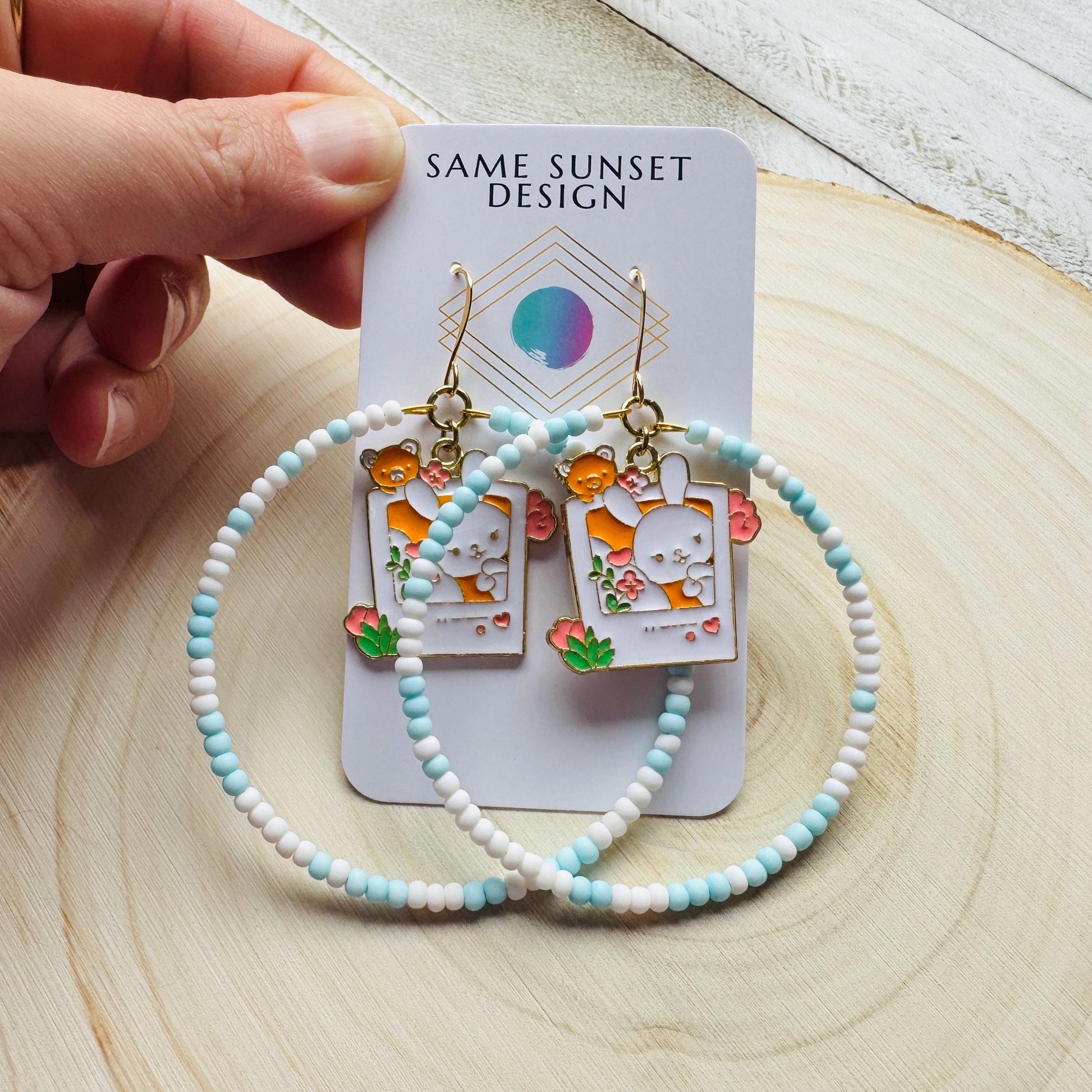 Bunny Earrings, Kawaii Earrings, Cottagecore Earrings, Seed Bead Earrings, Pastel Earrings, Easter Basket Stuffers for Women, Gift for Mom