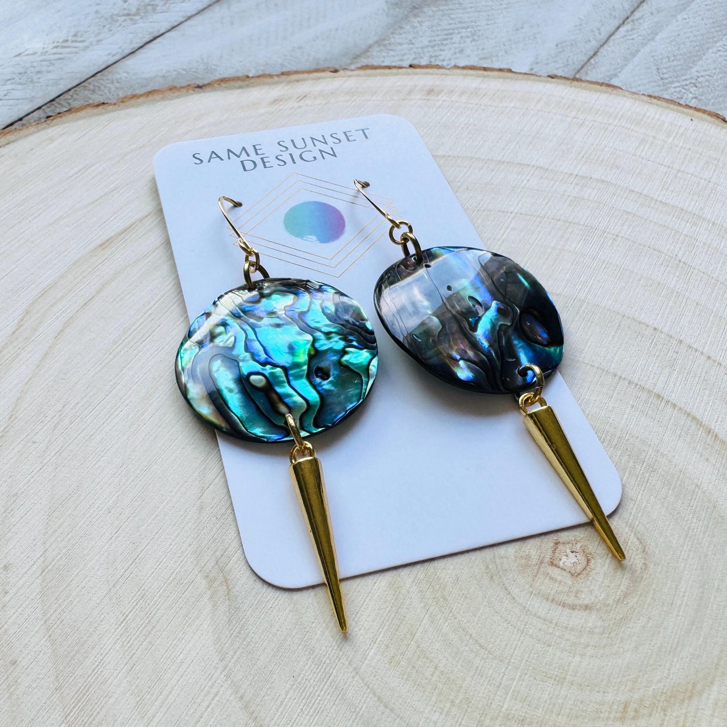 Abalone Earrings, Spike Earrings, Shell Earrings, Beachy Earrings Gold, Boho Earrings, Wanderlust Jewelry, Easter Basket Stuffers for Women