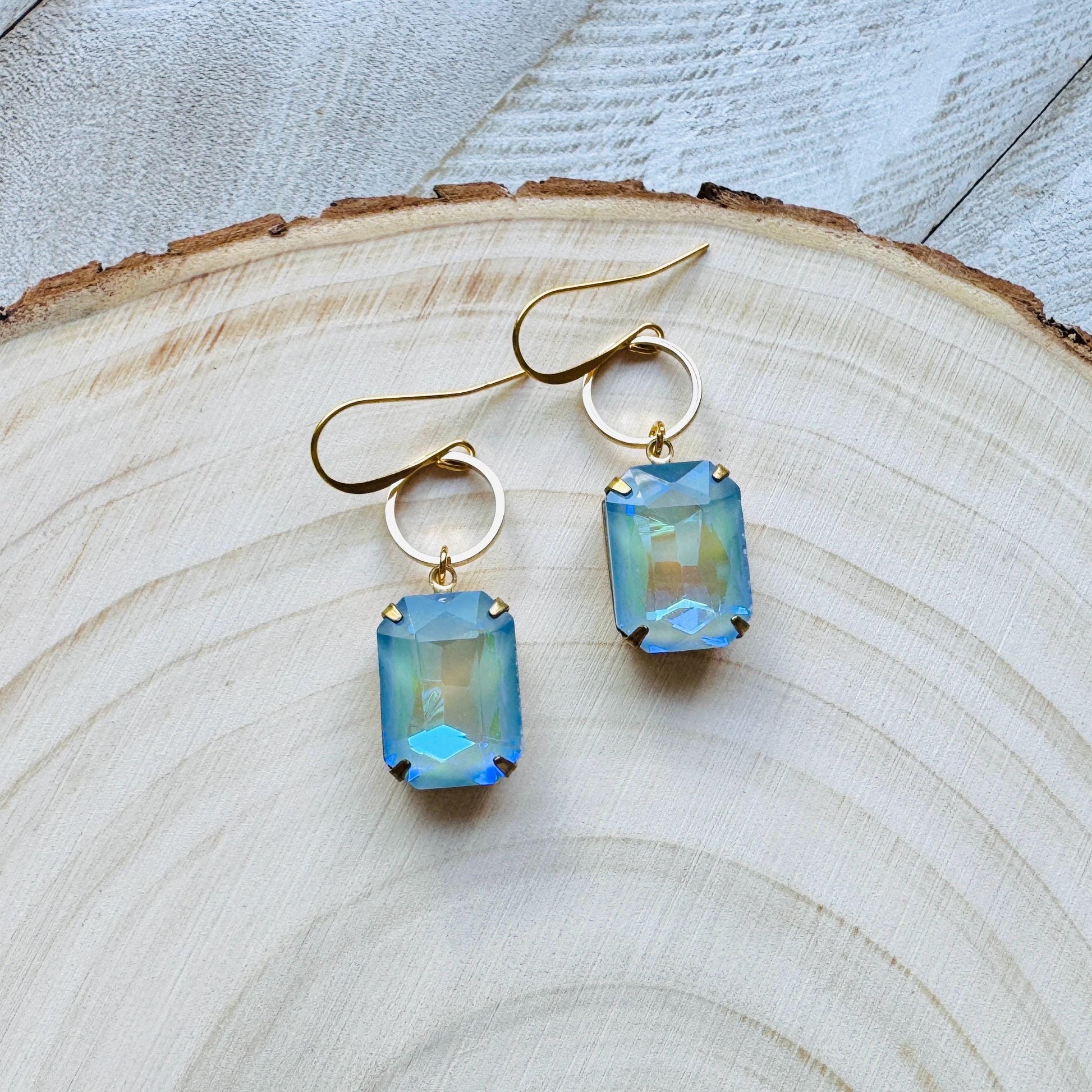 Blue Earrings, Hoop Earrings Gold, Wedding Earrings for Bride, Unique Gifts for Women, Sweet 16 Gift for Daughter, Western Earrings