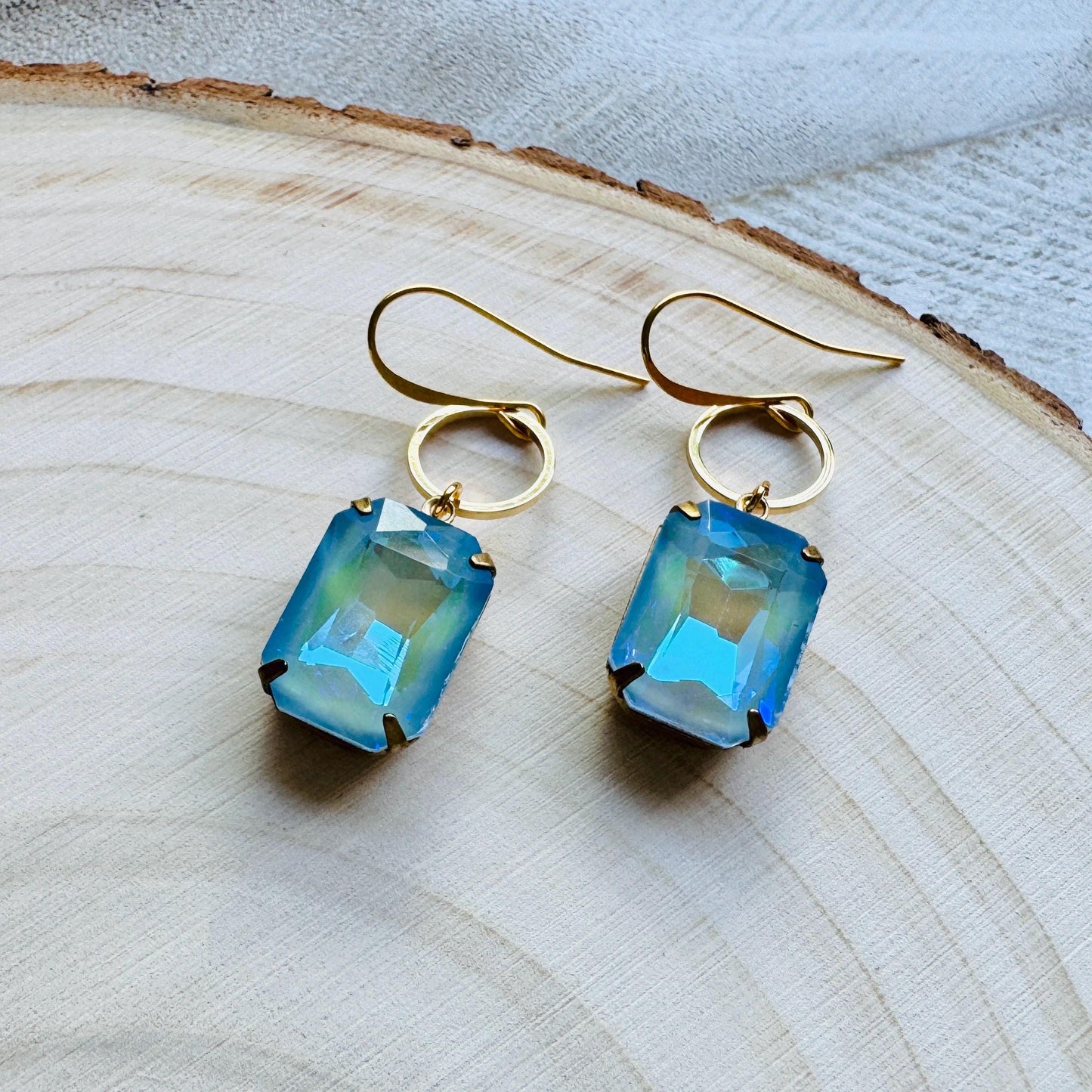 Blue Earrings, Hoop Earrings Gold, Wedding Earrings for Bride, Unique Gifts for Women, Sweet 16 Gift for Daughter, Western Earrings