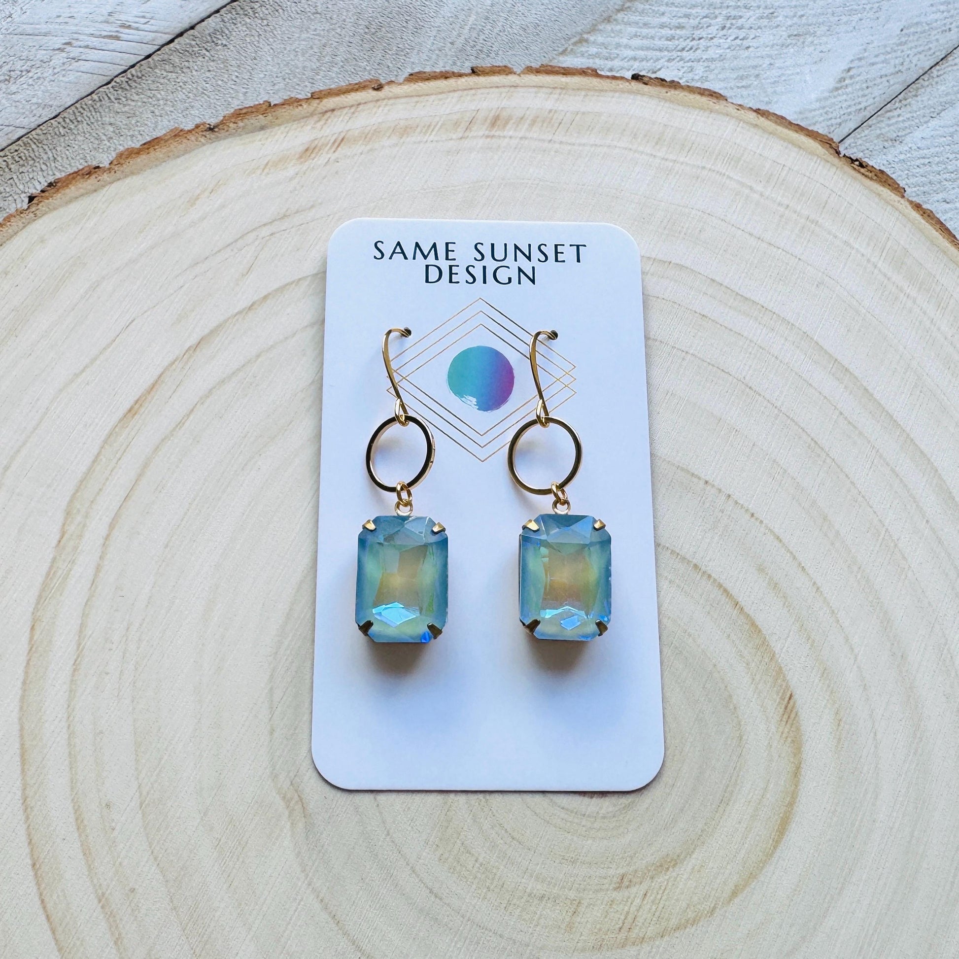 Blue Earrings, Hoop Earrings Gold, Wedding Earrings for Bride, Unique Gifts for Women, Sweet 16 Gift for Daughter, Western Earrings