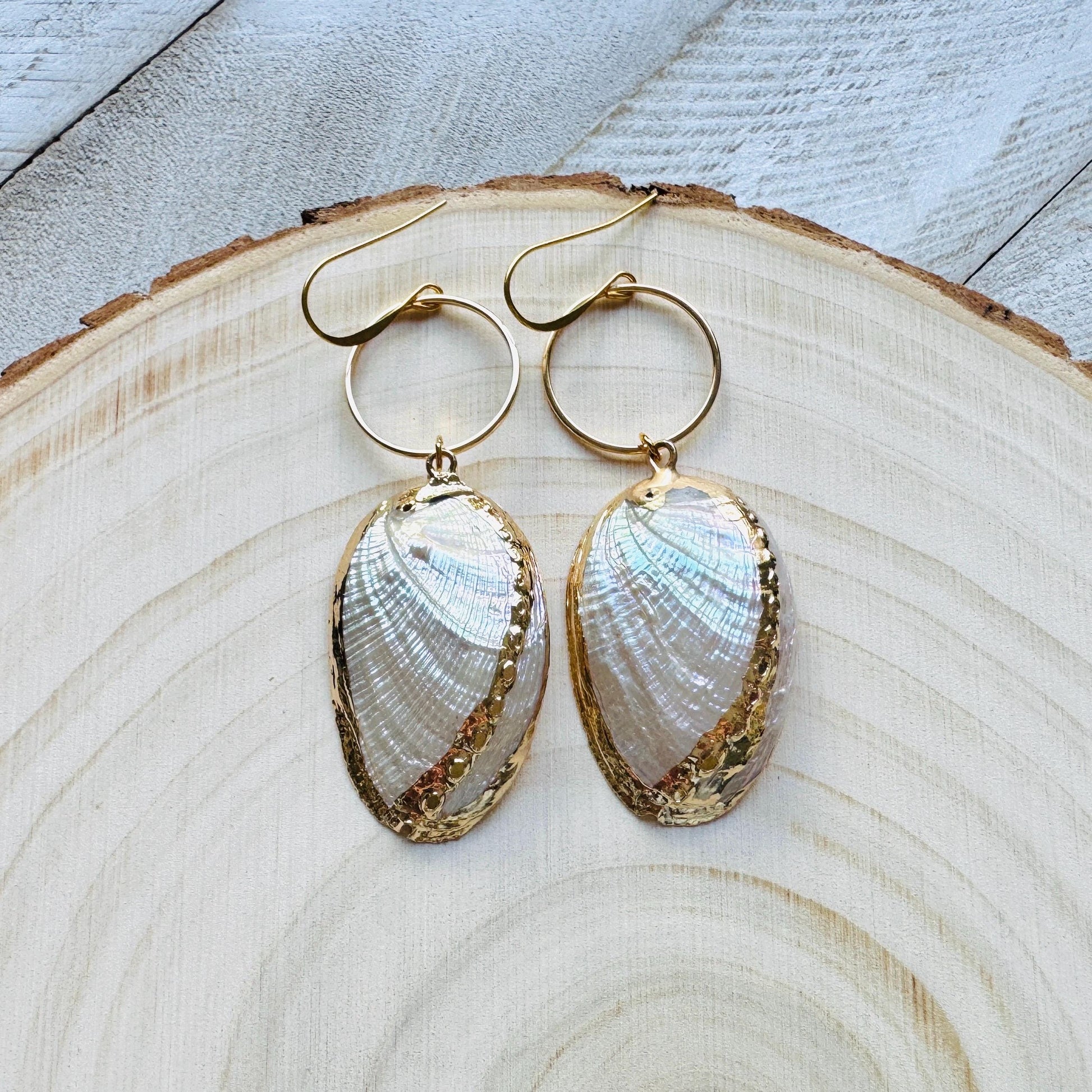Shell Earrings, Beachy Earrings Gold, Boho Earrings, Wanderlust Jewelry, Easter Basket Stuffers for Women, Fun Birthday Gift, Bridal Jewelry