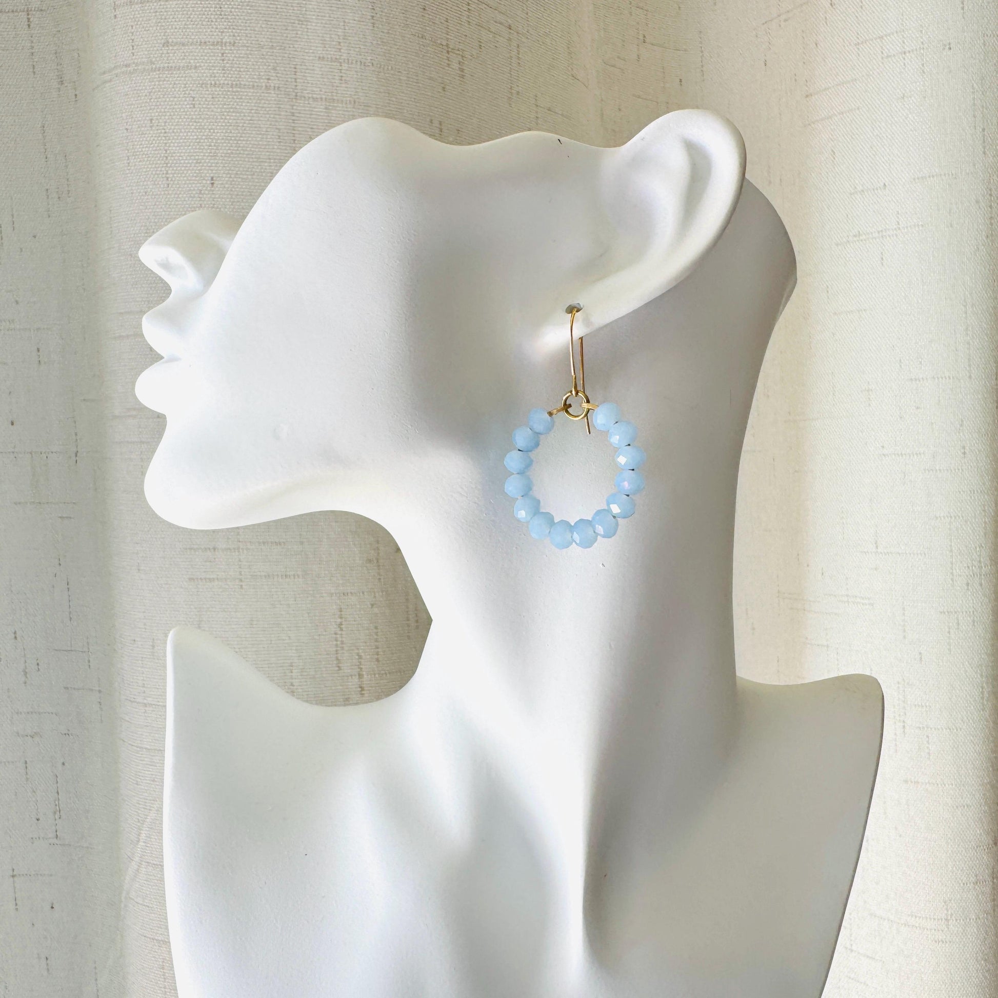 Blue Bead Earrings, Hoop Earrings Gold, Beaded Earrings, Boho Earrings Dangle, Western Jewelry, Easter Basket Stuffers for Women, Cute