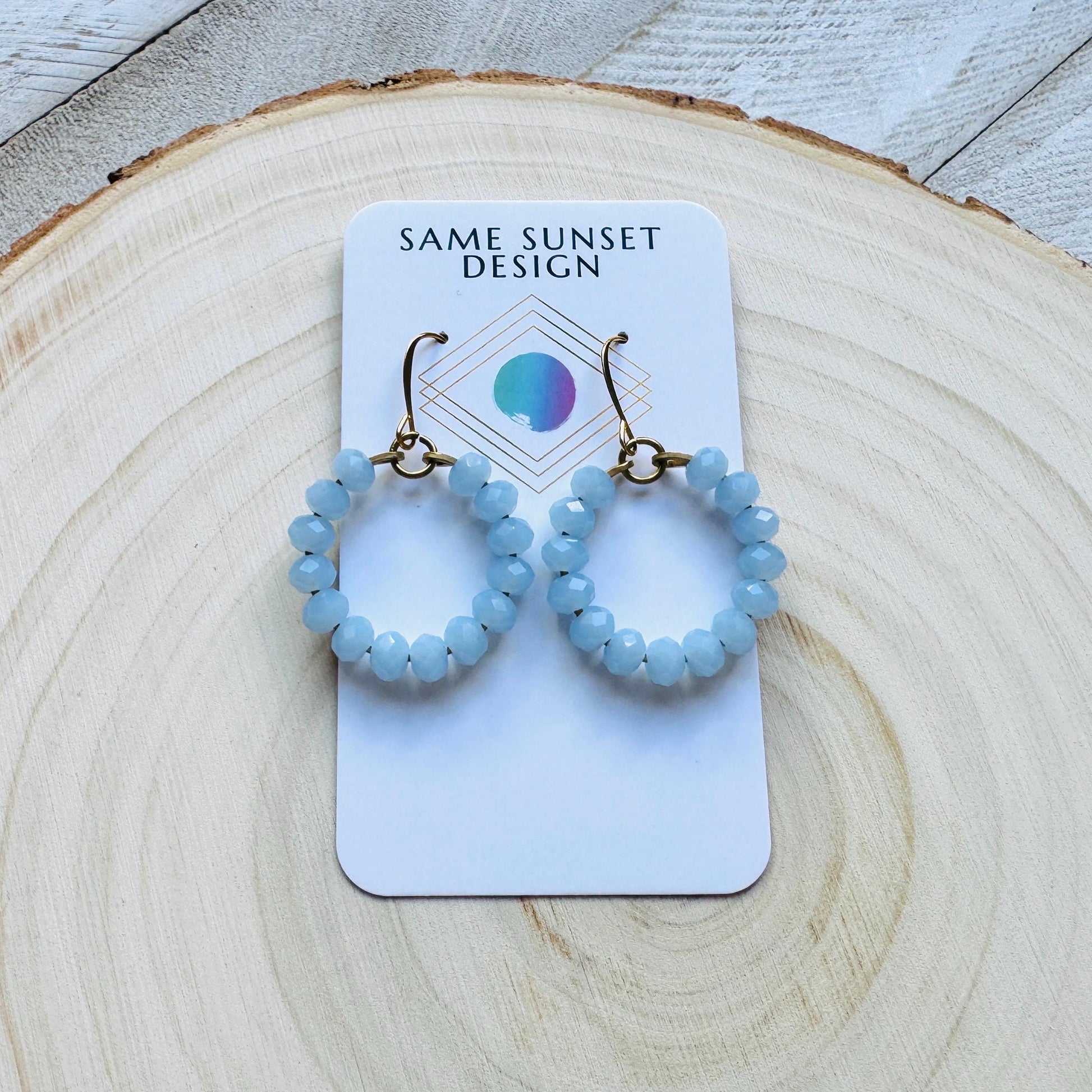 Blue Bead Earrings, Hoop Earrings Gold, Beaded Earrings, Boho Earrings Dangle, Western Jewelry, Easter Basket Stuffers for Women, Cute