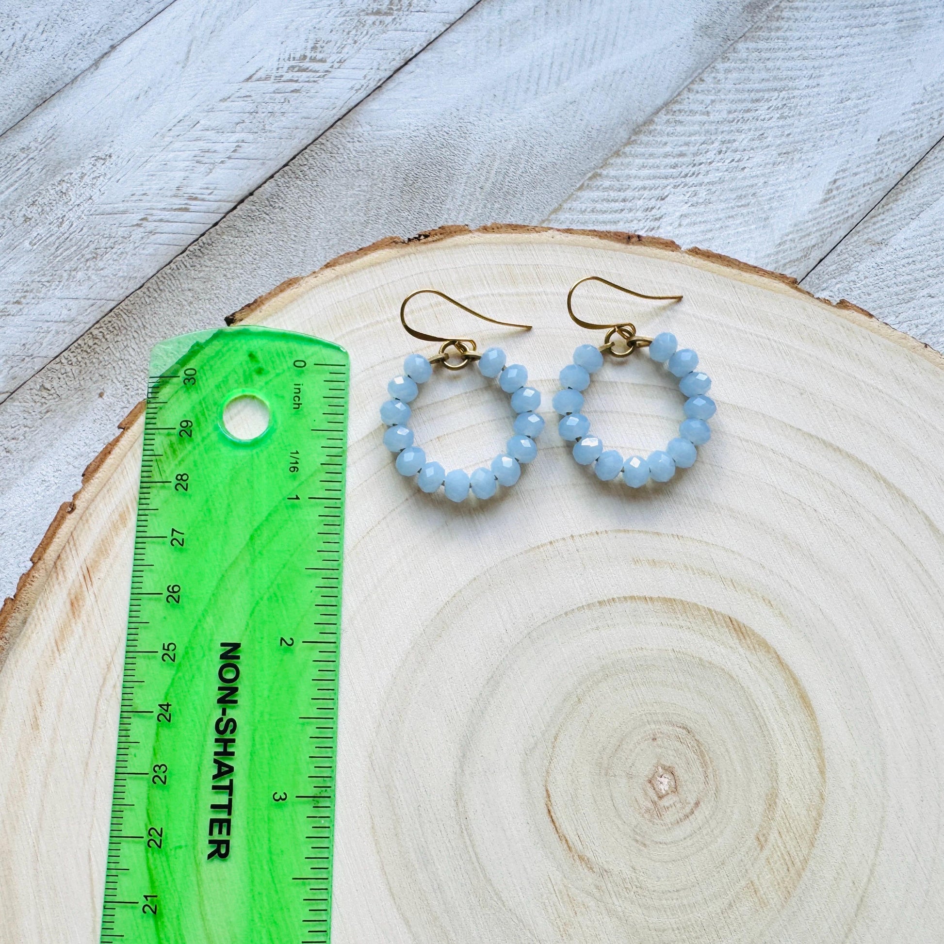 Blue Bead Earrings, Hoop Earrings Gold, Beaded Earrings, Boho Earrings Dangle, Western Jewelry, Easter Basket Stuffers for Women, Cute