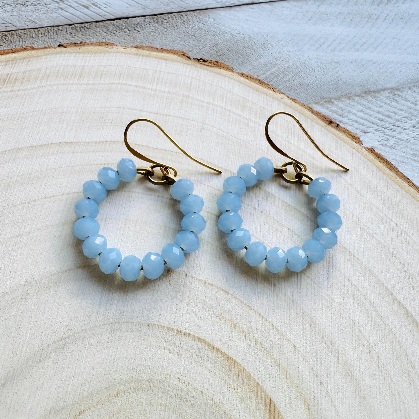Blue Bead Earrings, Hoop Earrings Gold, Beaded Earrings, Boho Earrings Dangle, Western Jewelry, Easter Basket Stuffers for Women, Cute