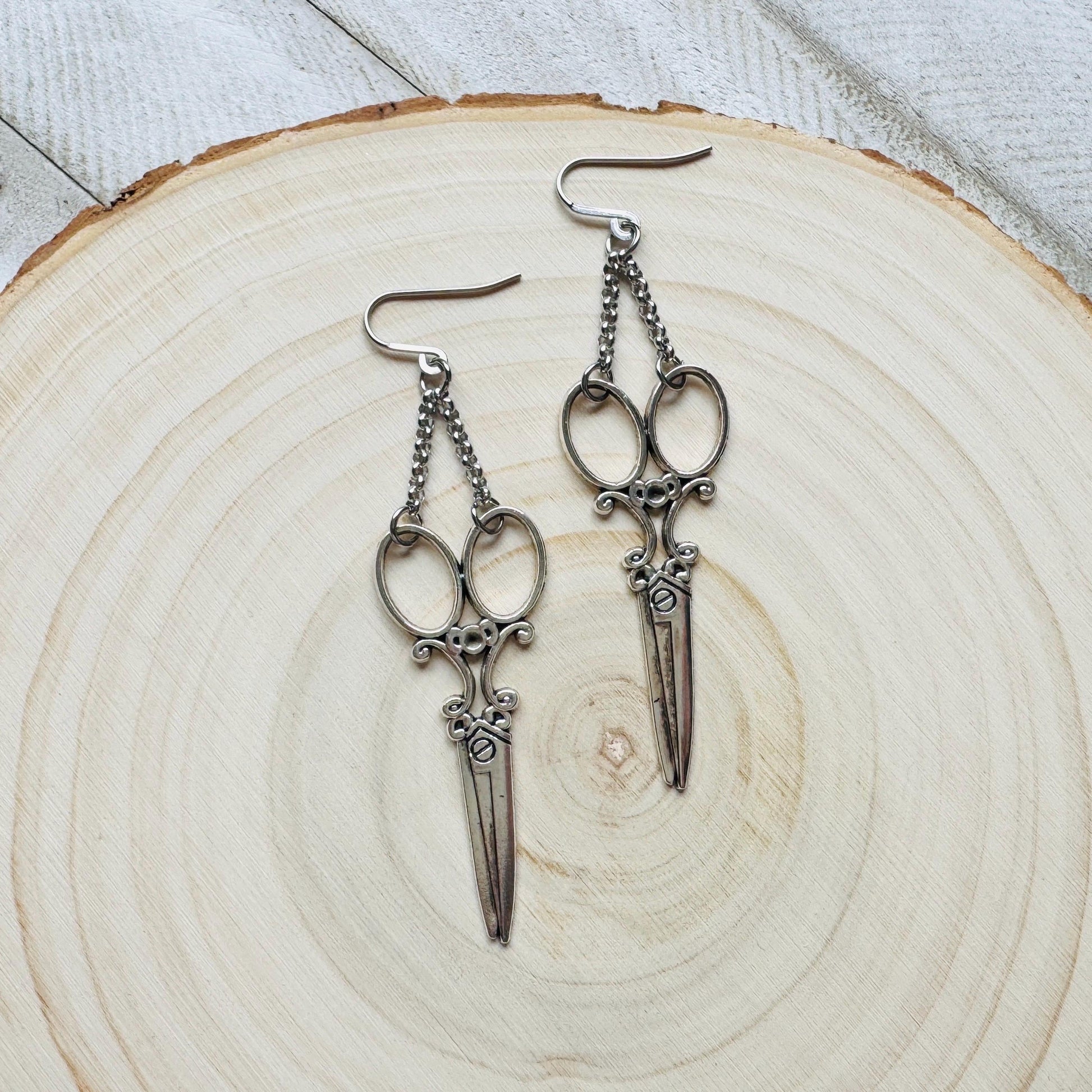Scissor Earrings, Hair Stylist Earrings, Punk Jewelry, Creepy Cute Jewelry, Goth Earrings for Women, Gift for Mom, Fun Birthday Gift