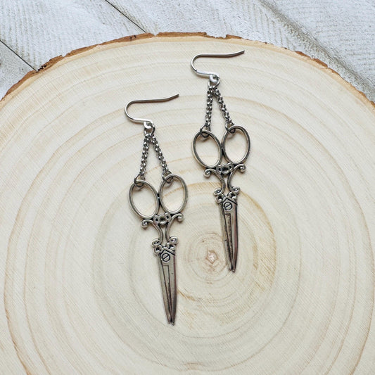 Scissor Earrings, Hair Stylist Earrings, Punk Jewelry, Creepy Cute Jewelry, Goth Earrings for Women, Gift for Mom, Fun Birthday Gift