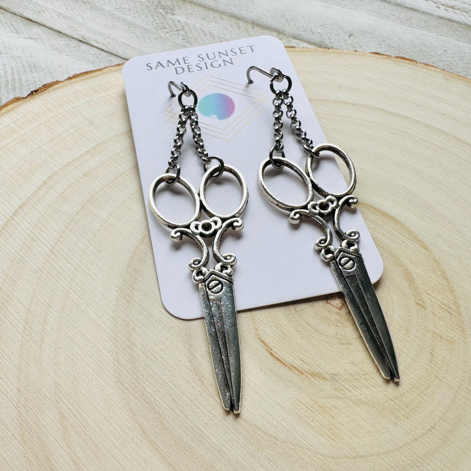 Scissor Earrings, Hair Stylist Earrings, Punk Jewelry, Creepy Cute Jewelry, Goth Earrings for Women, Gift for Mom, Fun Birthday Gift