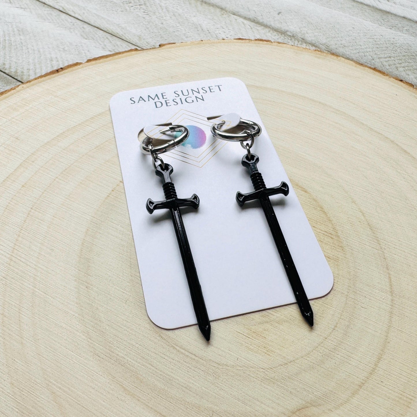 Dagger Earrings, Sword Earrings, Goth Earrings Men, Punk Jewelry, Huggie Hoop Earrings, Trendy Jewelry 2025, Fun Birthday Gift, Gift for Mom
