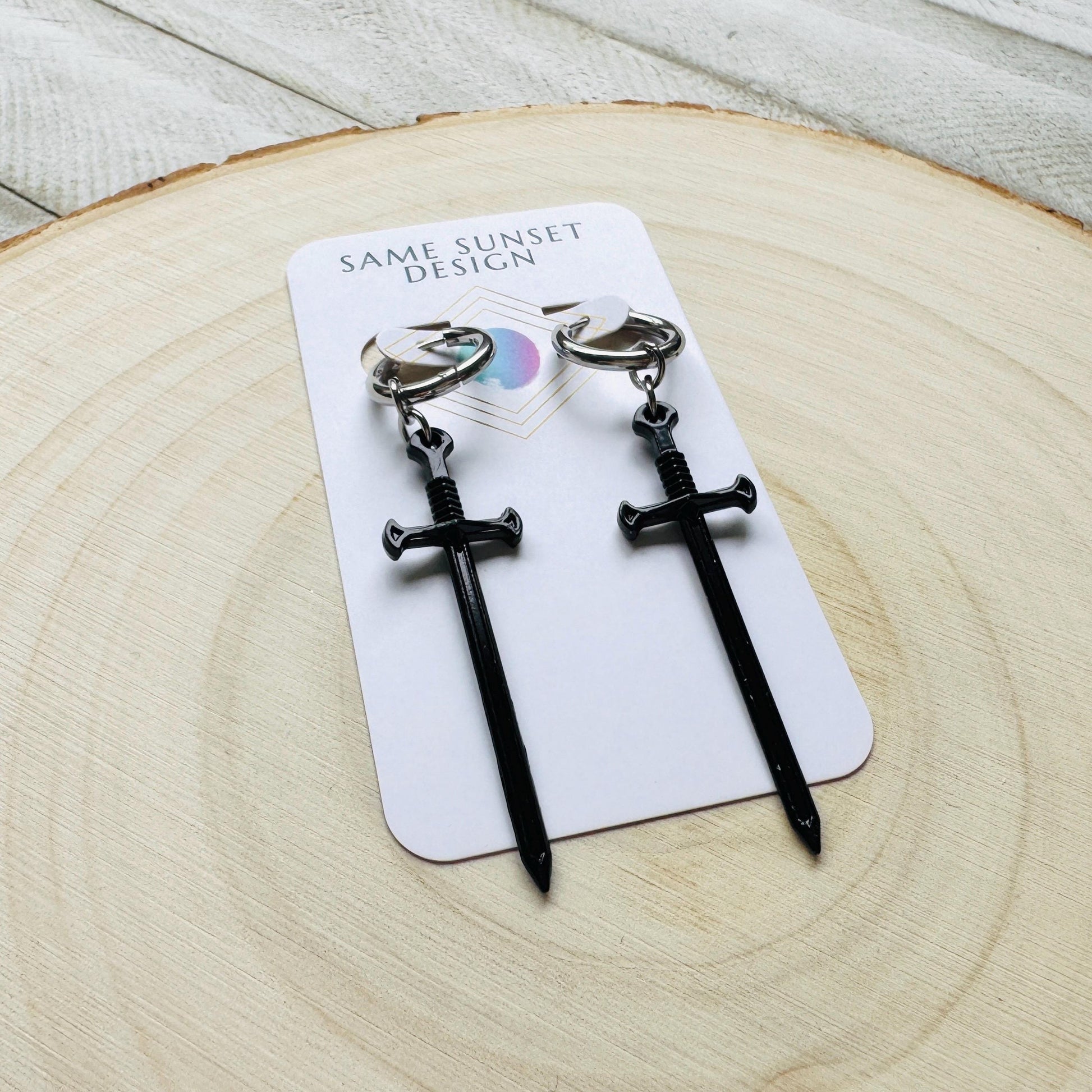 Dagger Earrings, Sword Earrings, Goth Earrings Men, Punk Jewelry, Huggie Hoop Earrings, Trendy Jewelry 2025, Fun Birthday Gift, Gift for Mom