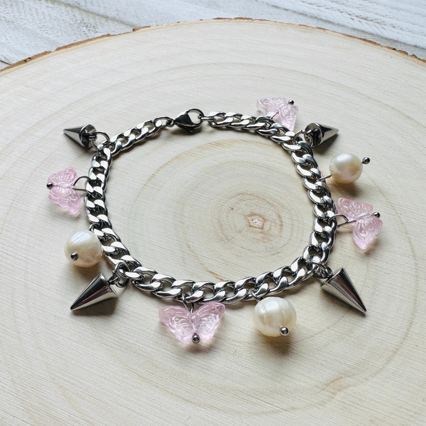 Chain Bracelet, Stainless Steel Bracelet, Punk Bracelet, Goth Bracelet Silver, Spike Bracelet, Best Gifts for Aunt, Graduation Gifts