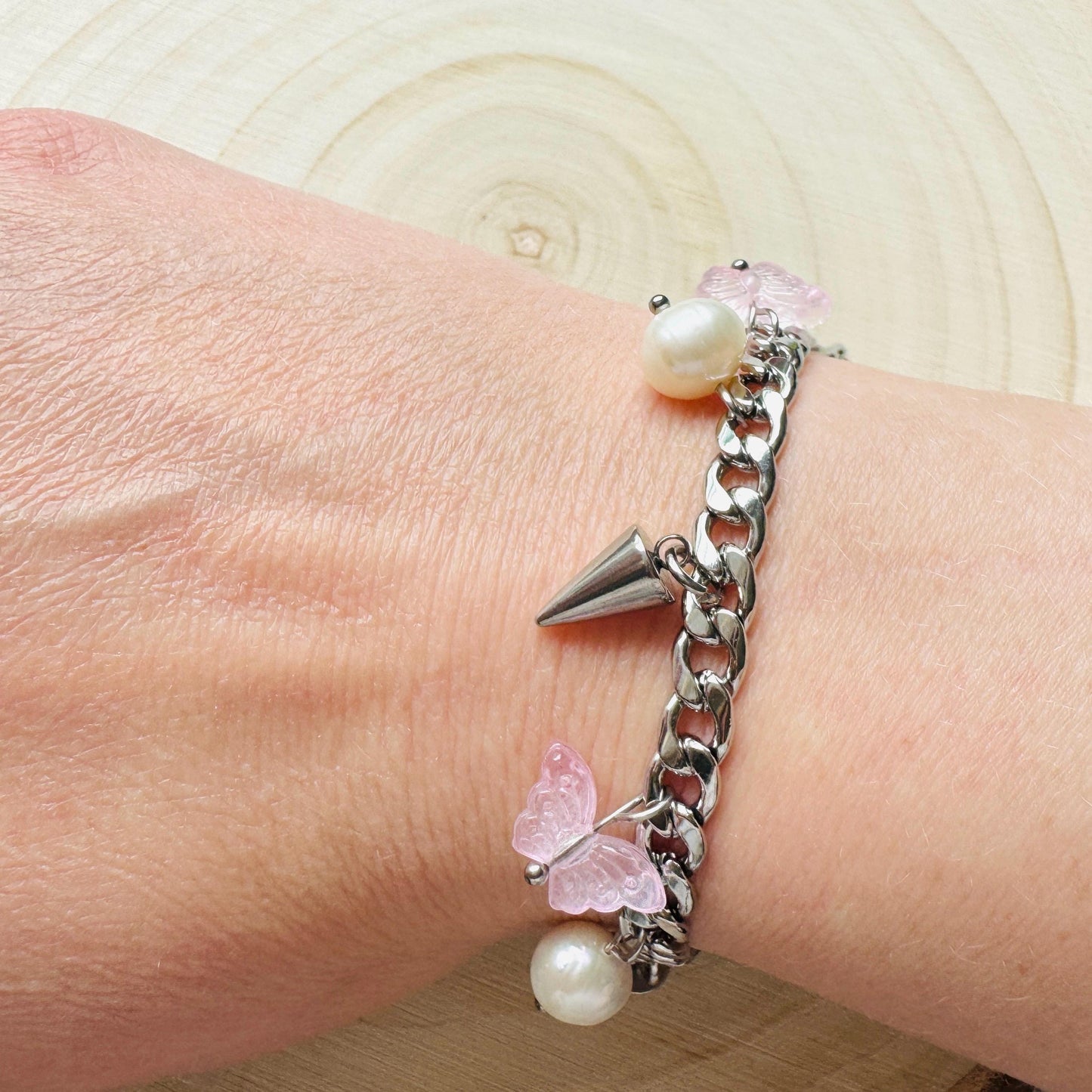 Chain Bracelet, Stainless Steel Bracelet, Punk Bracelet, Goth Bracelet Silver, Spike Bracelet, Best Gifts for Aunt, Graduation Gifts