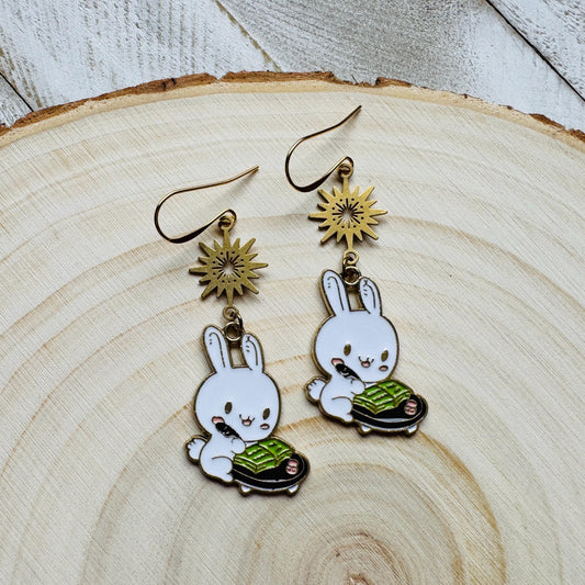 Bunny Earrings, Earrings Dangle Boho, Geometric Jewelry, Easter Basket Stuffers for Tween, Kawaii, Fun Birthday Gift, Friend Gifts for Women