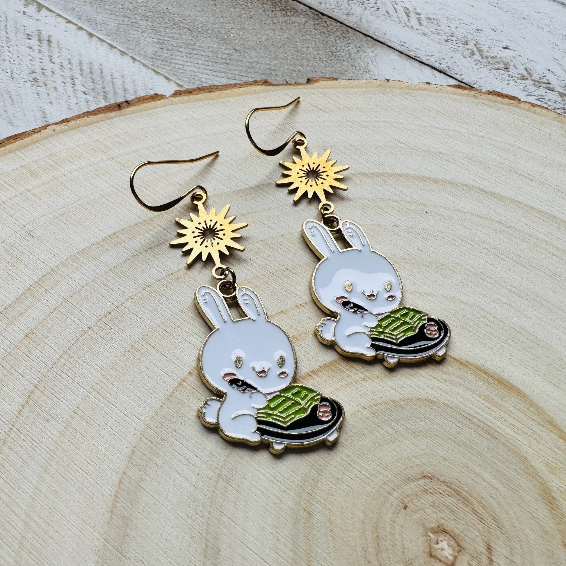 Bunny Earrings, Earrings Dangle Boho, Geometric Jewelry, Easter Basket Stuffers for Tween, Kawaii, Fun Birthday Gift, Friend Gifts for Women