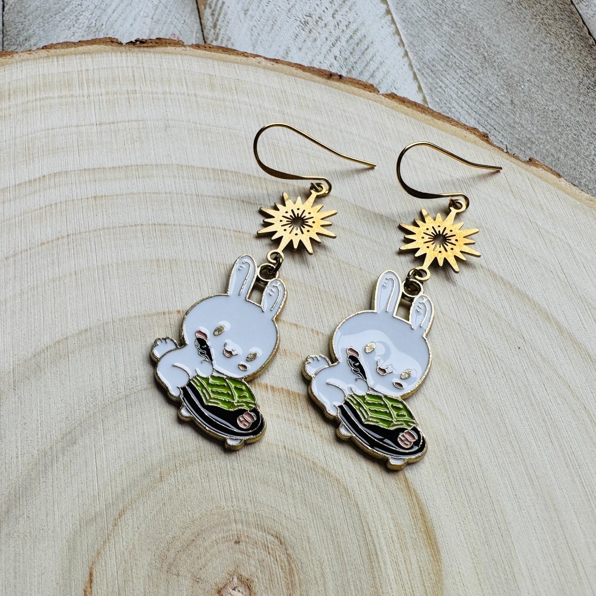Bunny Earrings, Earrings Dangle Boho, Geometric Jewelry, Easter Basket Stuffers for Tween, Kawaii, Fun Birthday Gift, Friend Gifts for Women