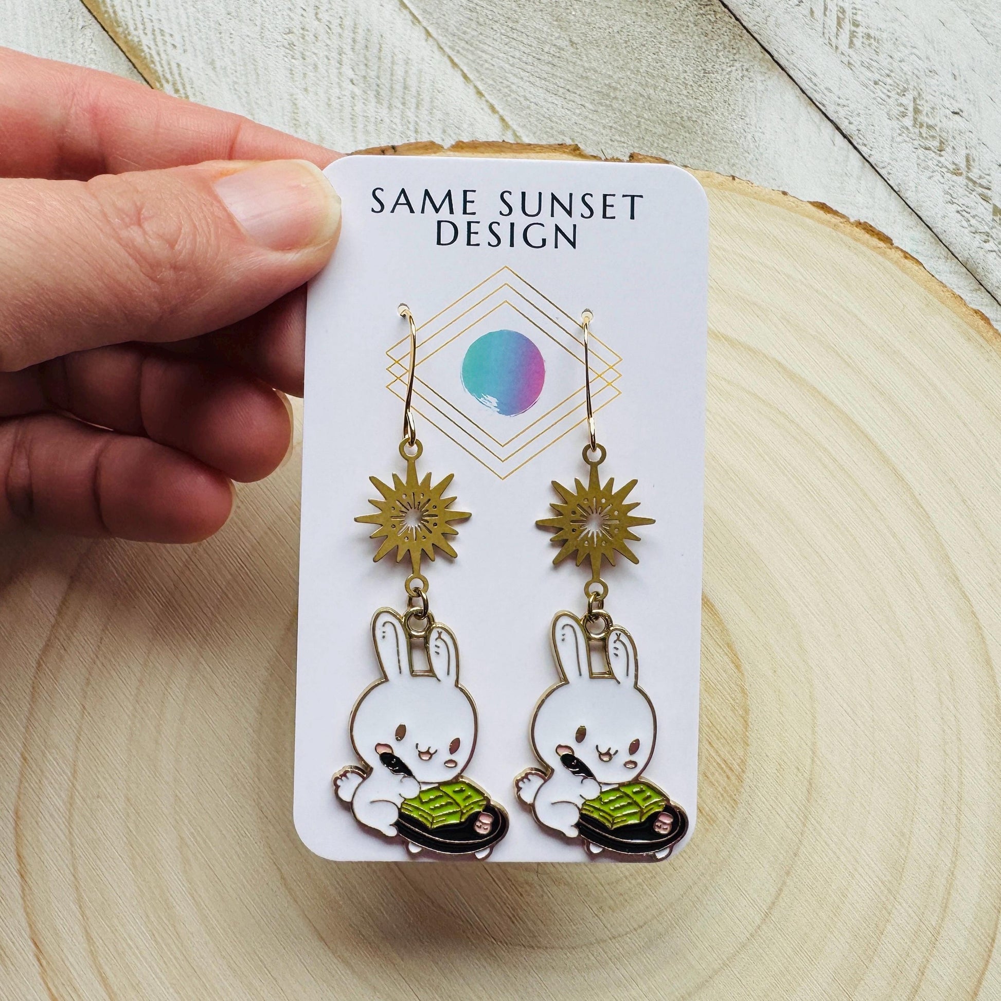 Bunny Earrings, Earrings Dangle Boho, Geometric Jewelry, Easter Basket Stuffers for Tween, Kawaii, Fun Birthday Gift, Friend Gifts for Women