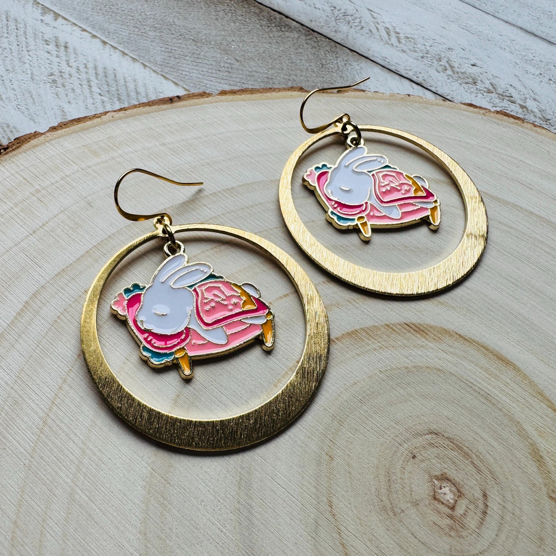 Bunny Earrings, Earrings Dangle Boho, Geometric Jewelry, Easter Basket Stuffers for Tween, Kawaii, Fun Birthday Gift, Nerdy Gifts for Women