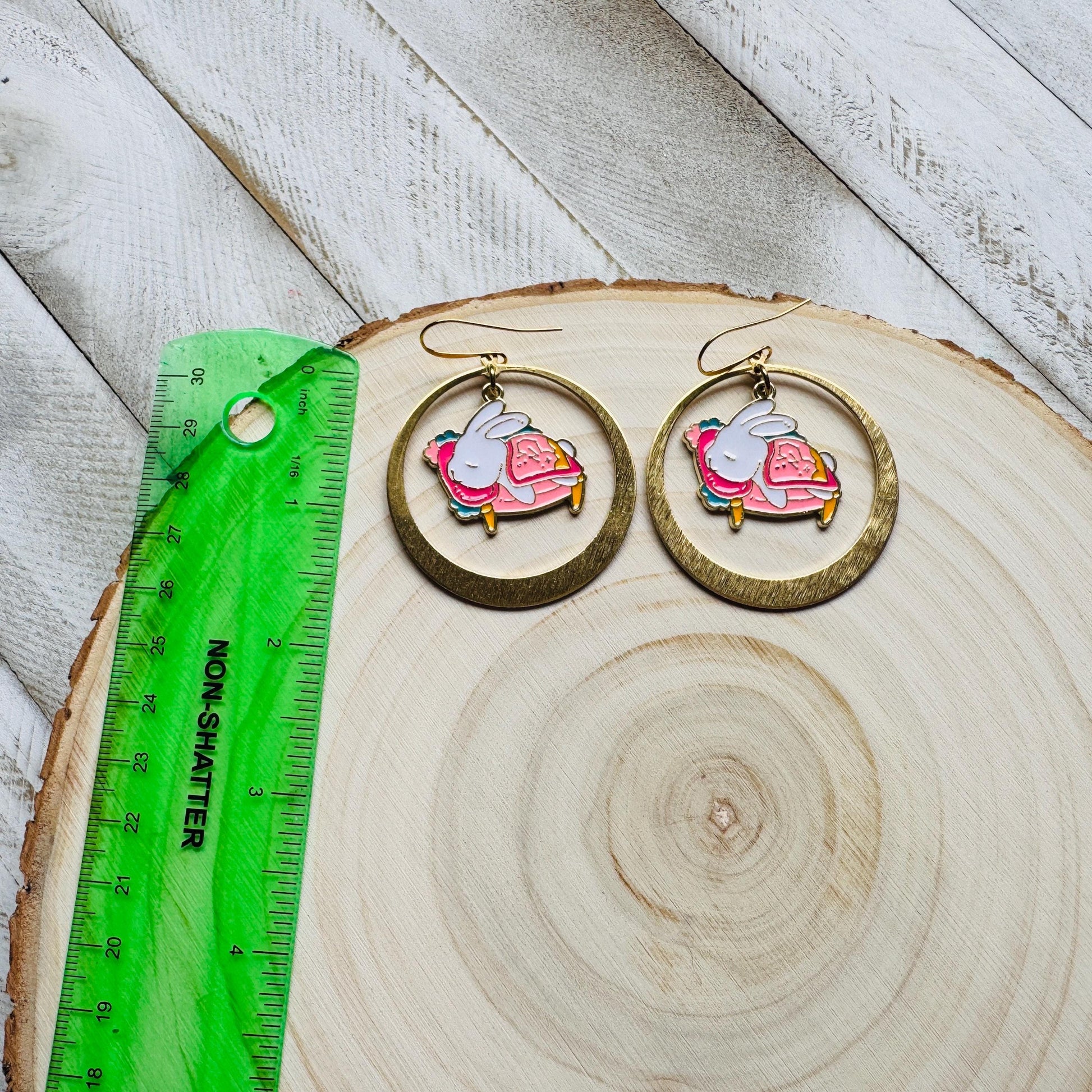 Bunny Earrings, Earrings Dangle Boho, Geometric Jewelry, Easter Basket Stuffers for Tween, Kawaii, Fun Birthday Gift, Nerdy Gifts for Women
