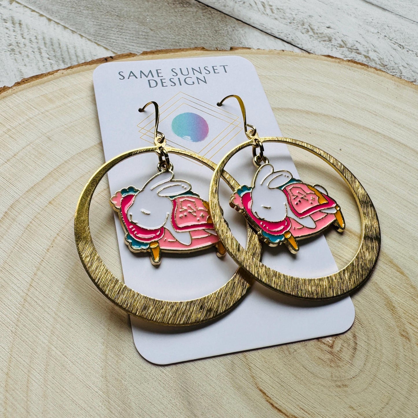 Bunny Earrings, Earrings Dangle Boho, Geometric Jewelry, Easter Basket Stuffers for Tween, Kawaii, Fun Birthday Gift, Nerdy Gifts for Women