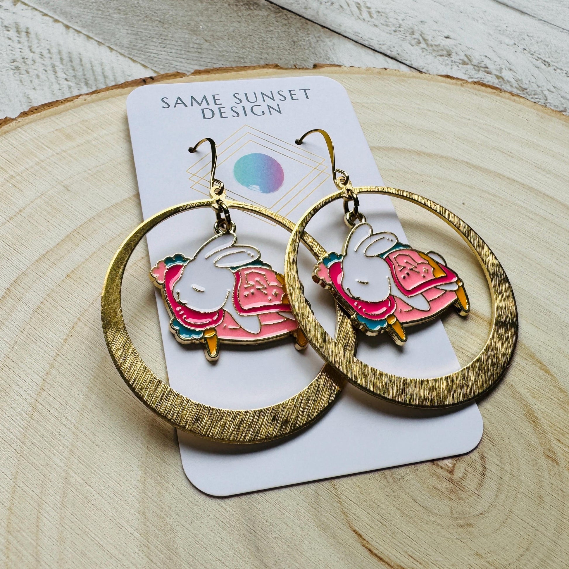 Bunny Earrings, Earrings Dangle Boho, Geometric Jewelry, Easter Basket Stuffers for Tween, Kawaii, Fun Birthday Gift, Nerdy Gifts for Women
