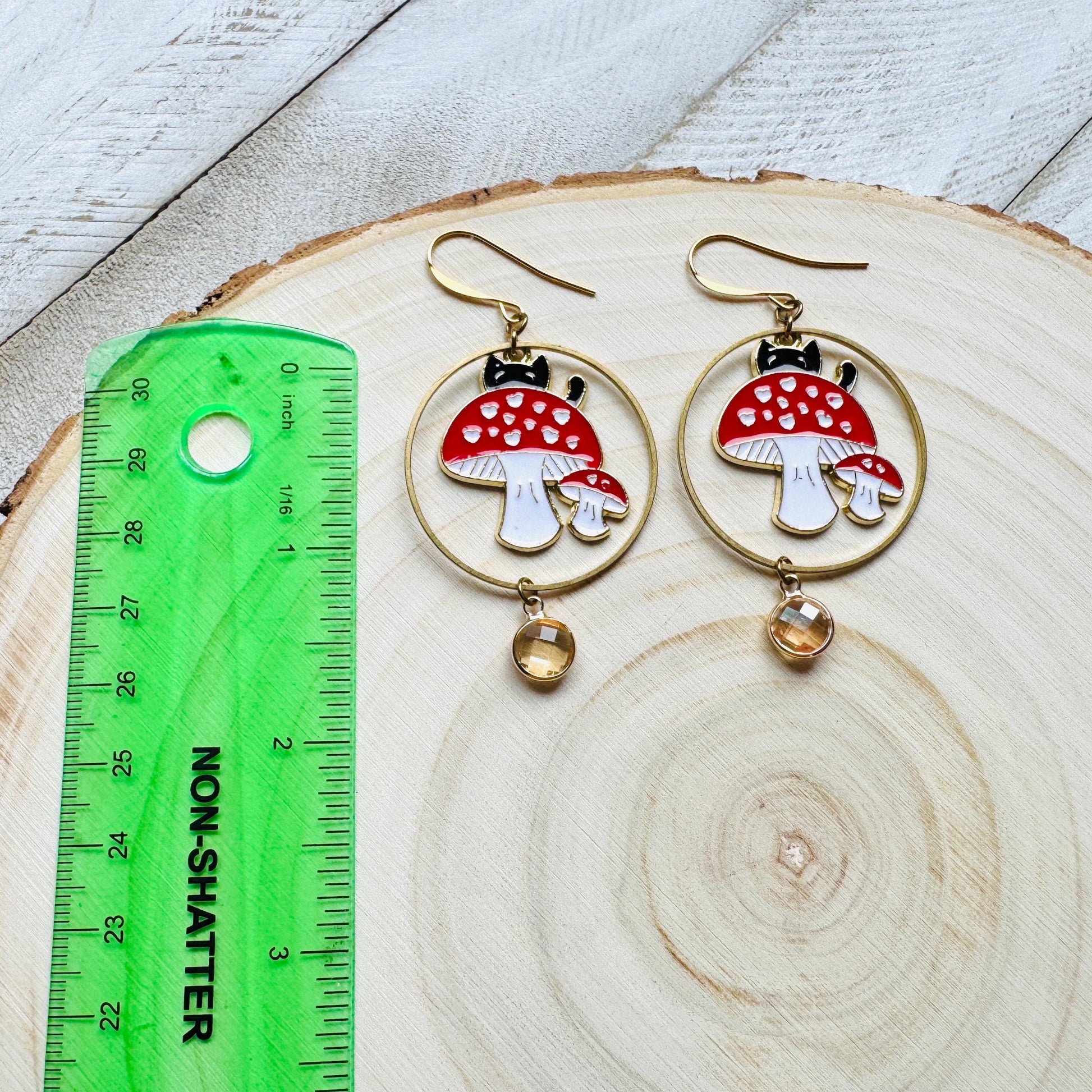Cat Earrings, Mushroom Earrings, Cottagecore Earrings, Kitty Jewelry, Easter Basket Stuffers for Tween, Best Gift for Mom, Fun Birthday Gift