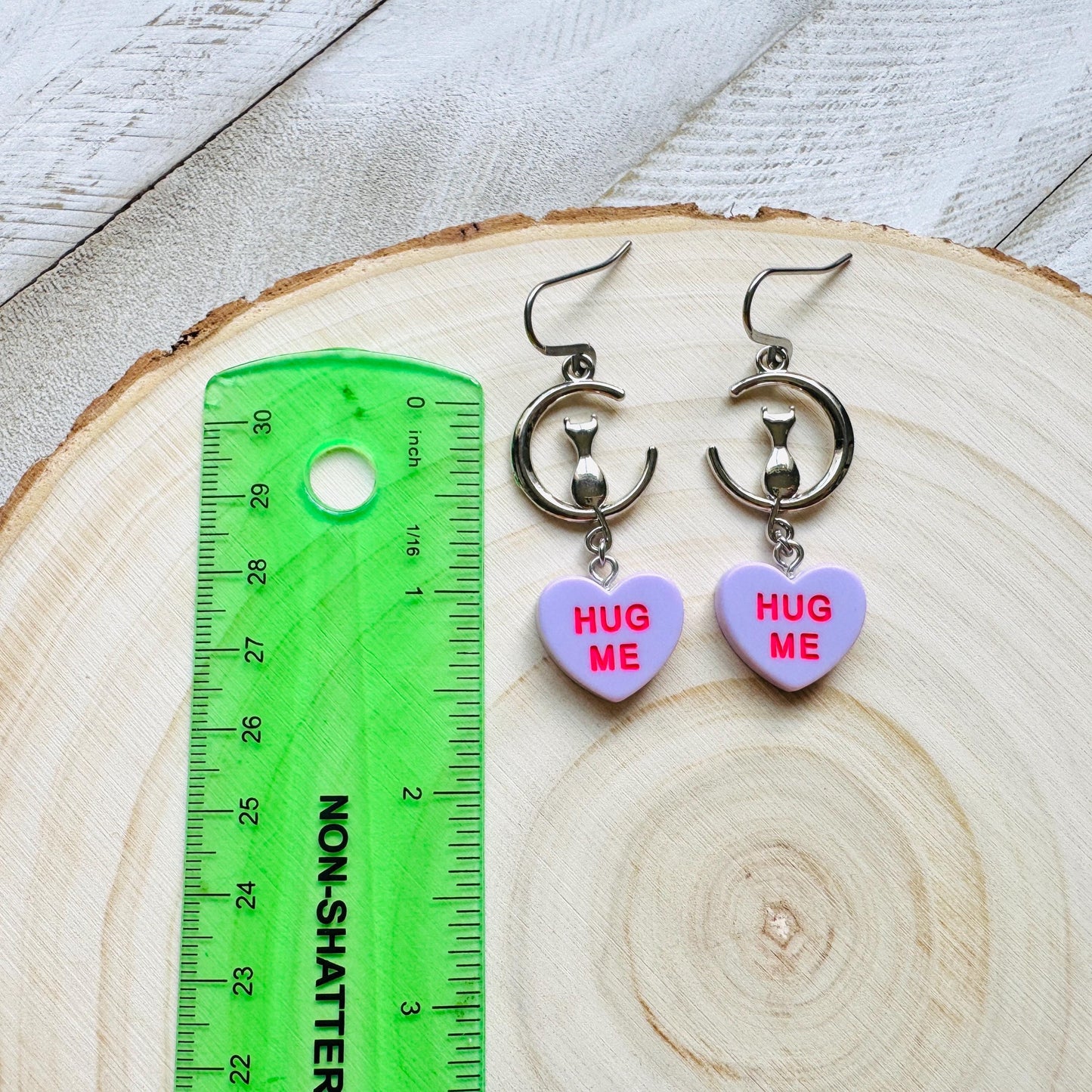 Cat Earrings, Moon Jewelry, Heart Earrings, Best Gifts for Aunt, Mothers Day Gift from Daughter, Easter Basket Stuffers for Tween
