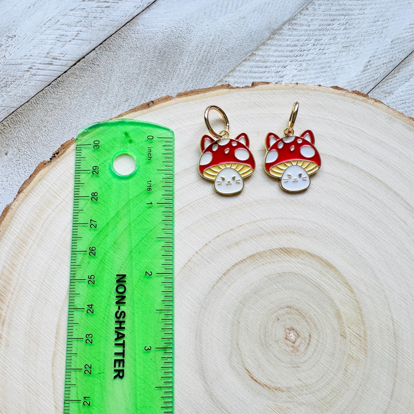 Cat Earrings, Mushroom Earrings, Huggie Hoops, Kitty Jewelry, Kawaii Jewelry, Easter Basket Stuffers for Tween, Unique Gifts for Teachers