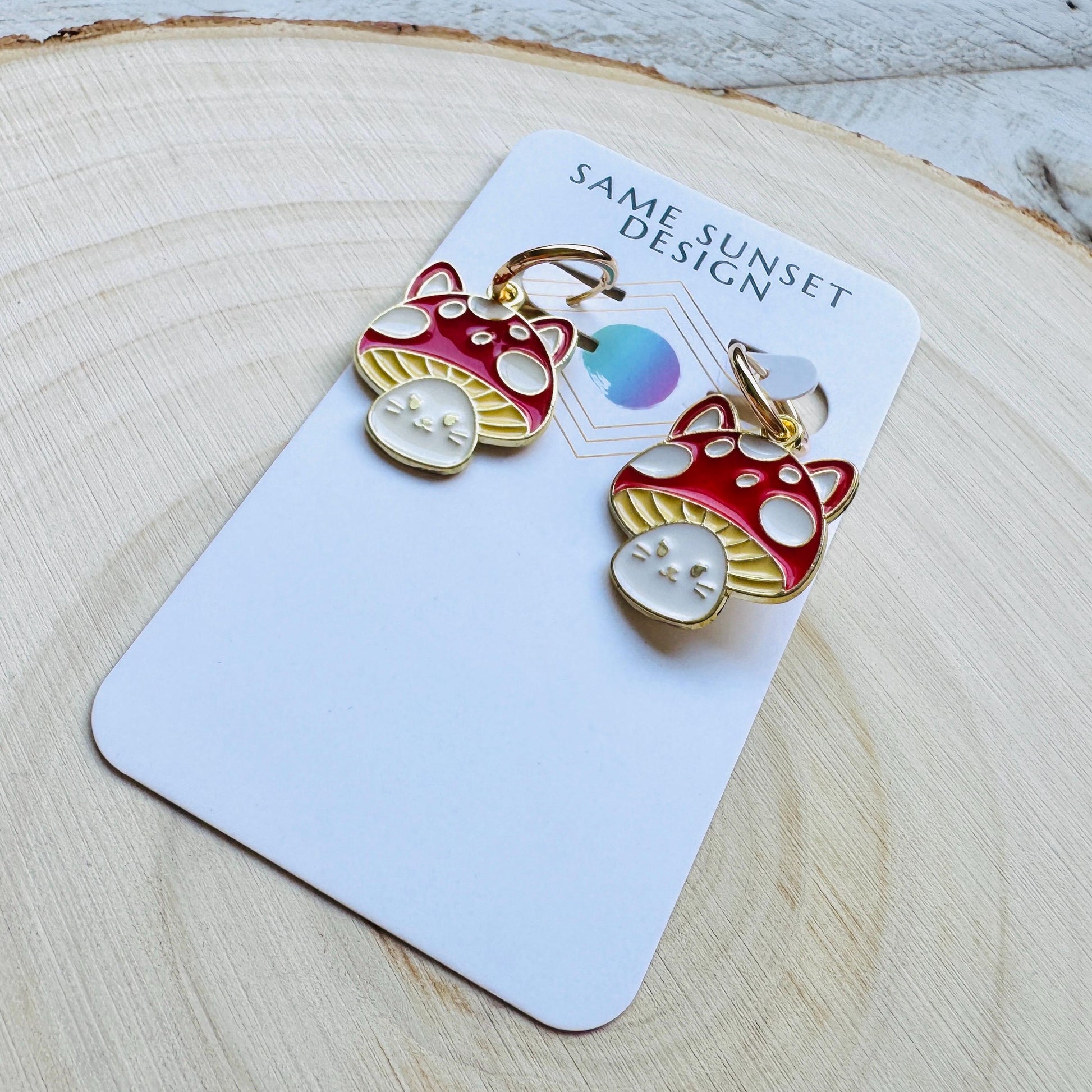 Cat Earrings, Mushroom Earrings, Huggie Hoops, Kitty Jewelry, Kawaii Jewelry, Easter Basket Stuffers for Tween, Unique Gifts for Teachers