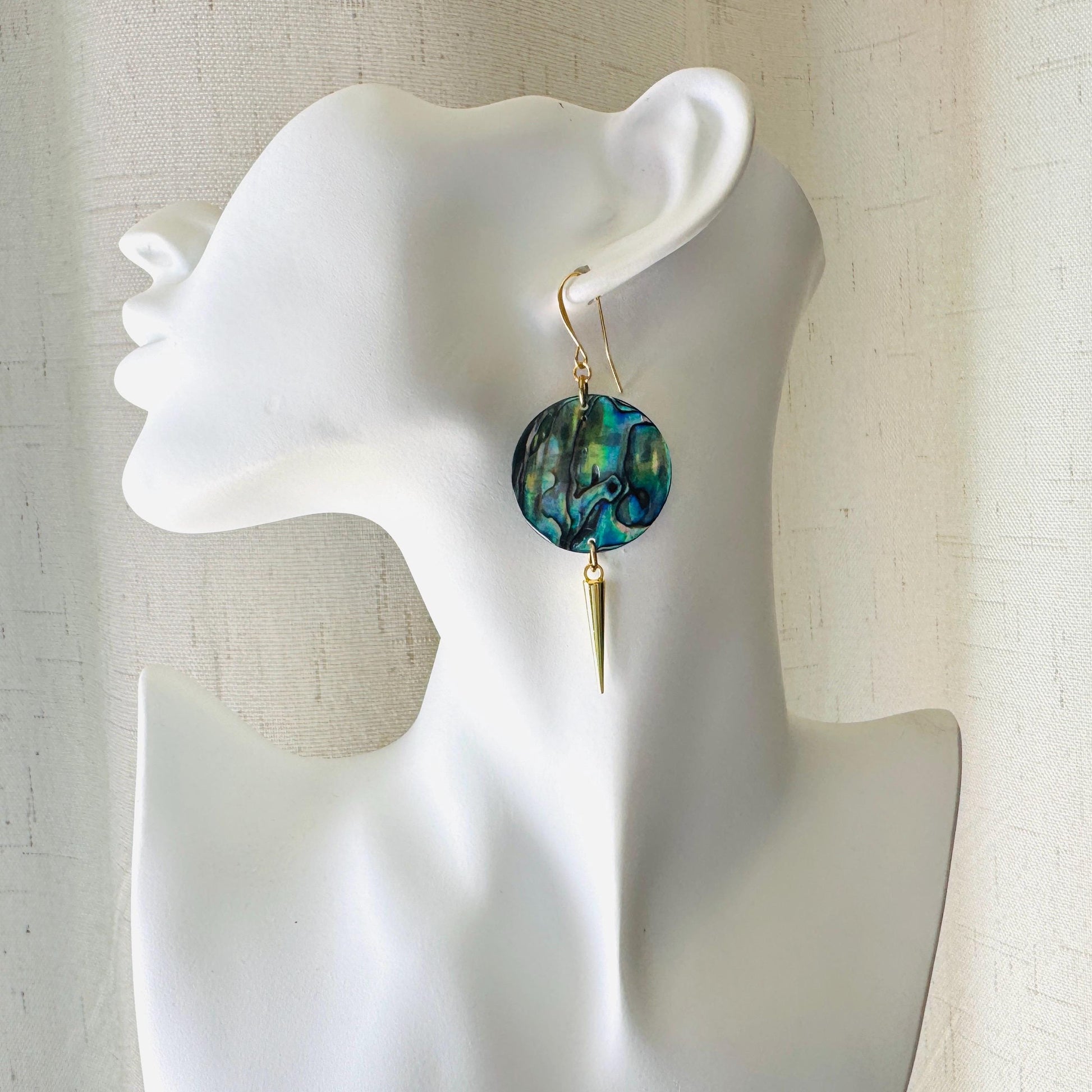 Abalone Earrings, Spike Earrings, Shell Earrings, Beachy Earrings Gold, Boho Earrings, Wanderlust Jewelry, Easter Basket Stuffers for Women
